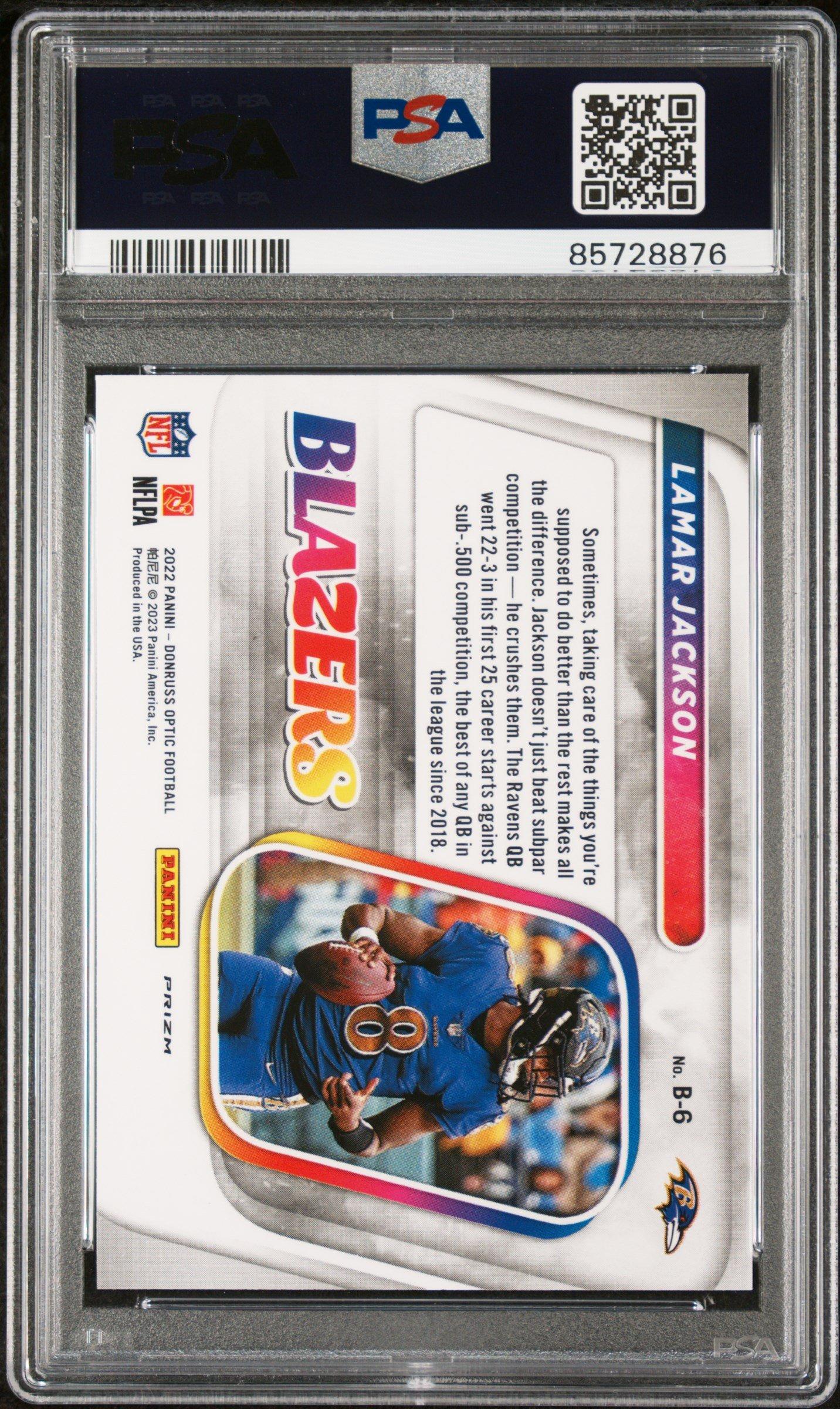2022 Panini Donruss Optic Blazers B6 Lamar Jackson PSA 9