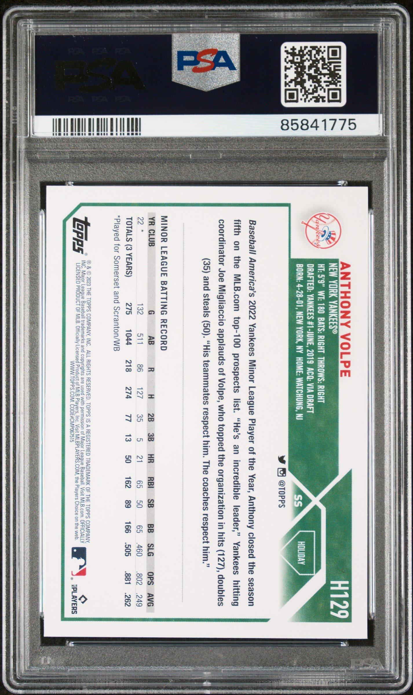 2023 Topps Holiday H129 Anthony Volpe PSA 10