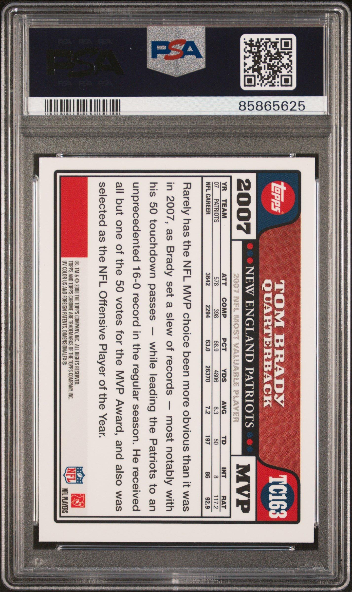 2008 Topps Chrome Tc163 Tom Brady PSA 10