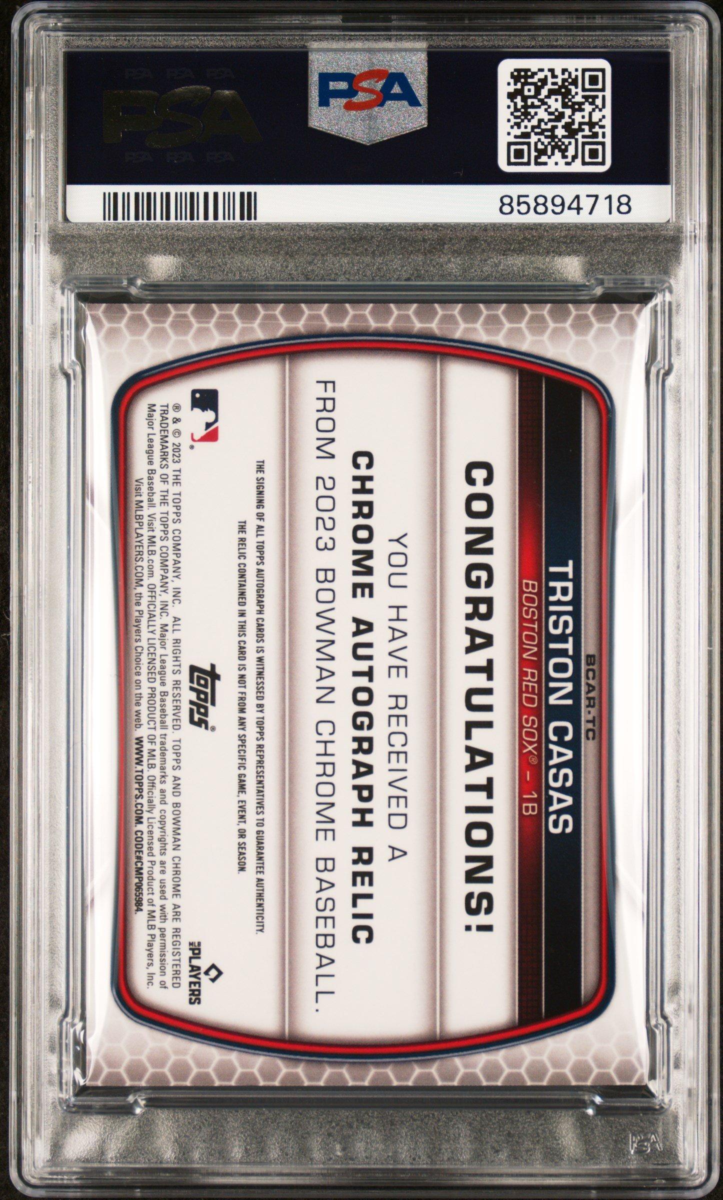 2023 Bowman Chrome Chrome Autograph Relic Bcartc Triston Casas PSA 8