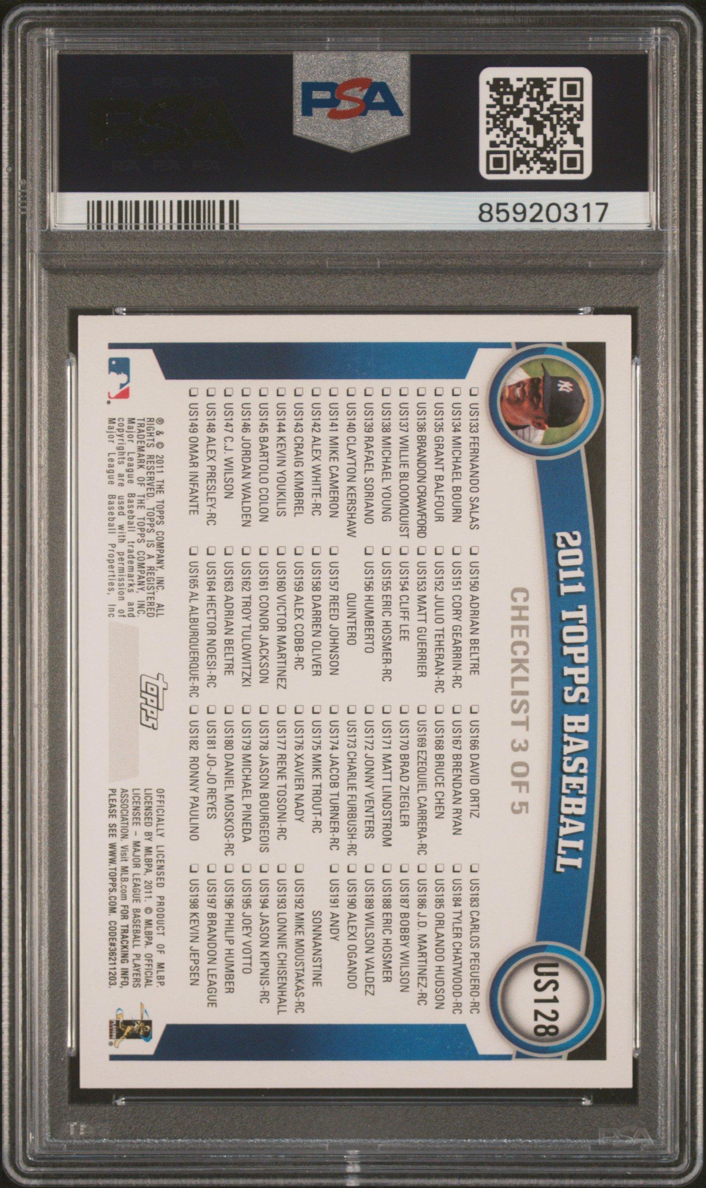 2011 Topps Update Us128 Mariano Rivera Diamond Anniversary PSA 10