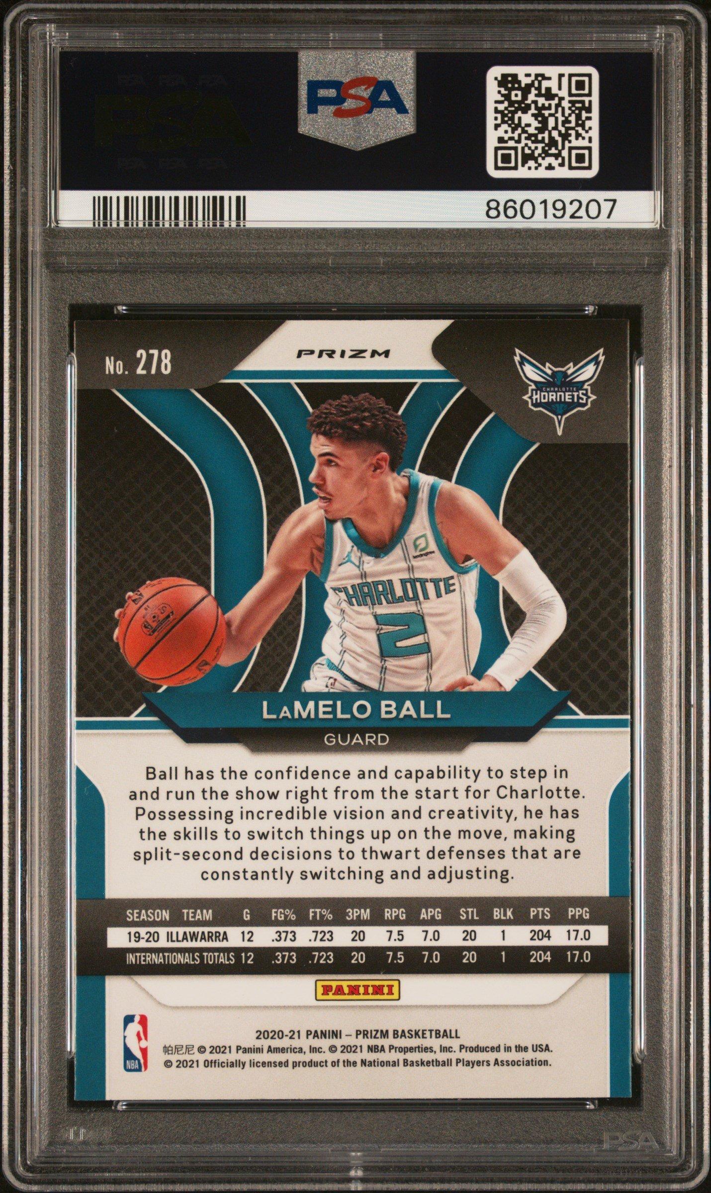 2020 Panini Prizm 278 Lamelo Ball Silver Prizm PSA 9
