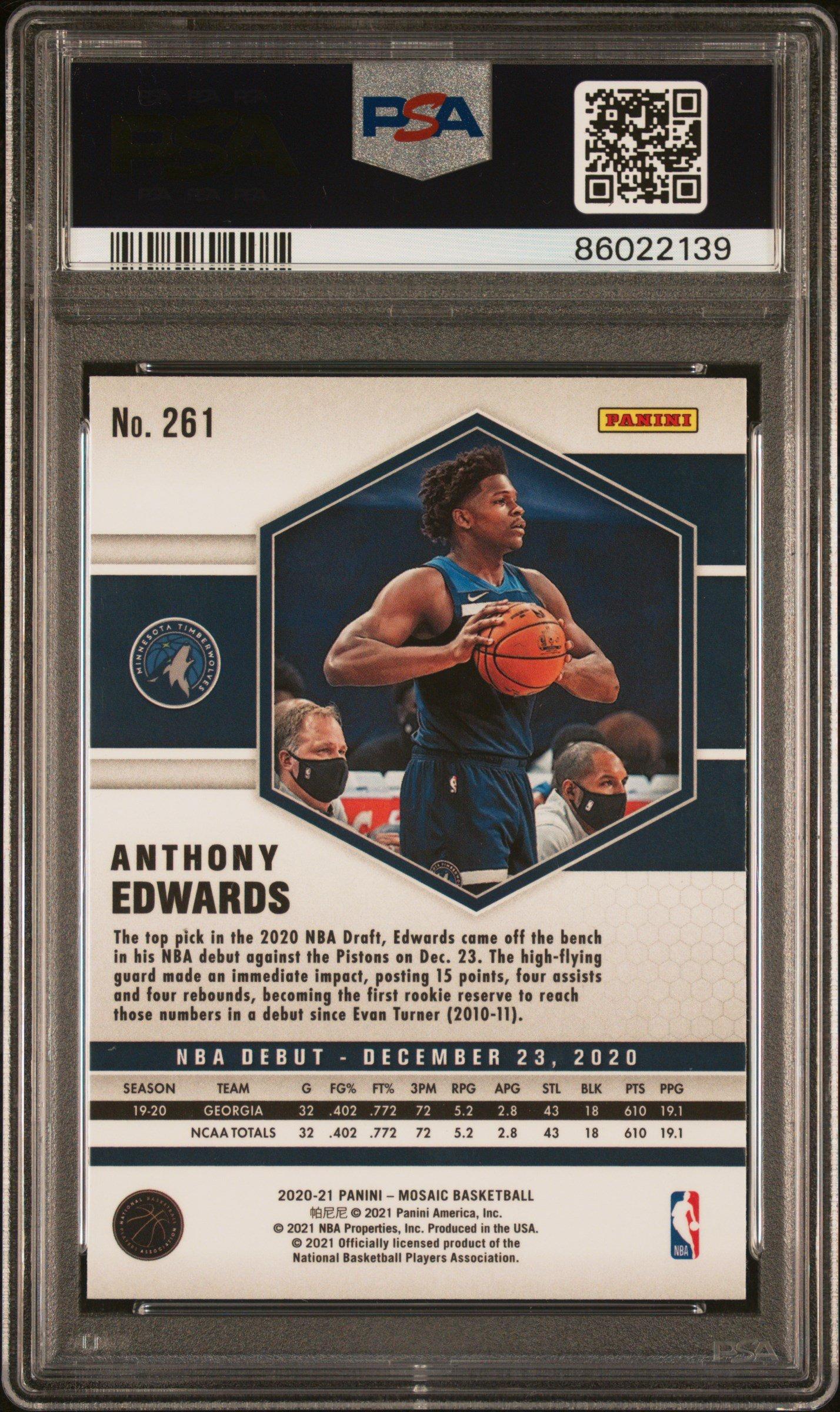 2020 Panini Mosaic 261 Anthony Edwards PSA 10 Graded Card | GameStop