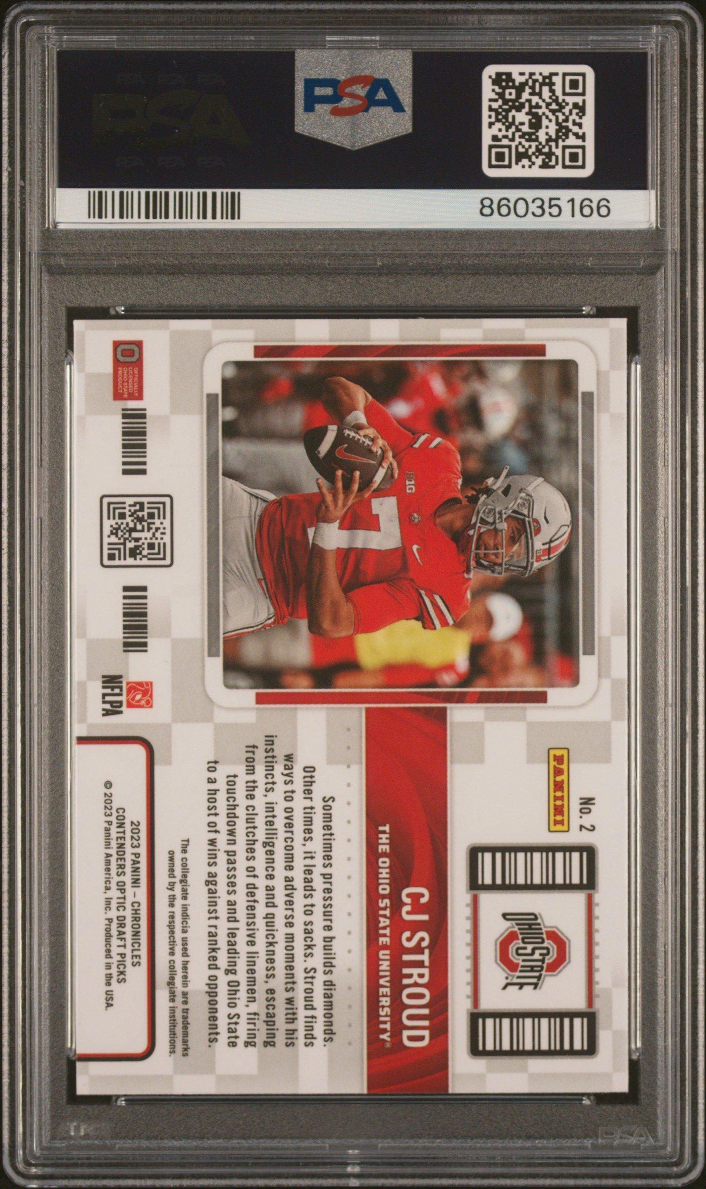 2023 Panini Chronicles Draft Picks Contenders Optic 2 Cj Stroud PSA