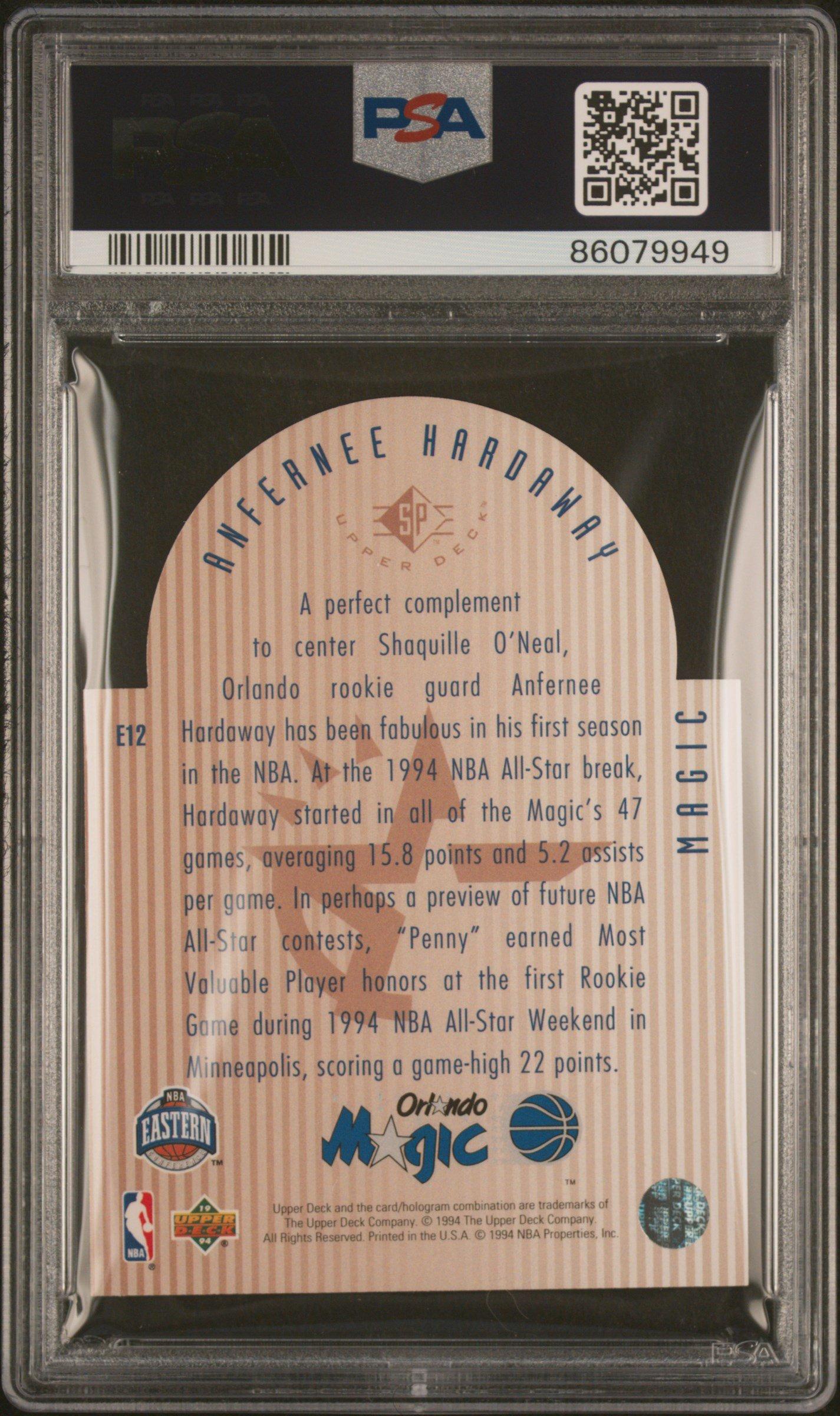 1993 Upper Deck Se Die Cut All-stars E12 Anfernee Hardaway East PSA 9