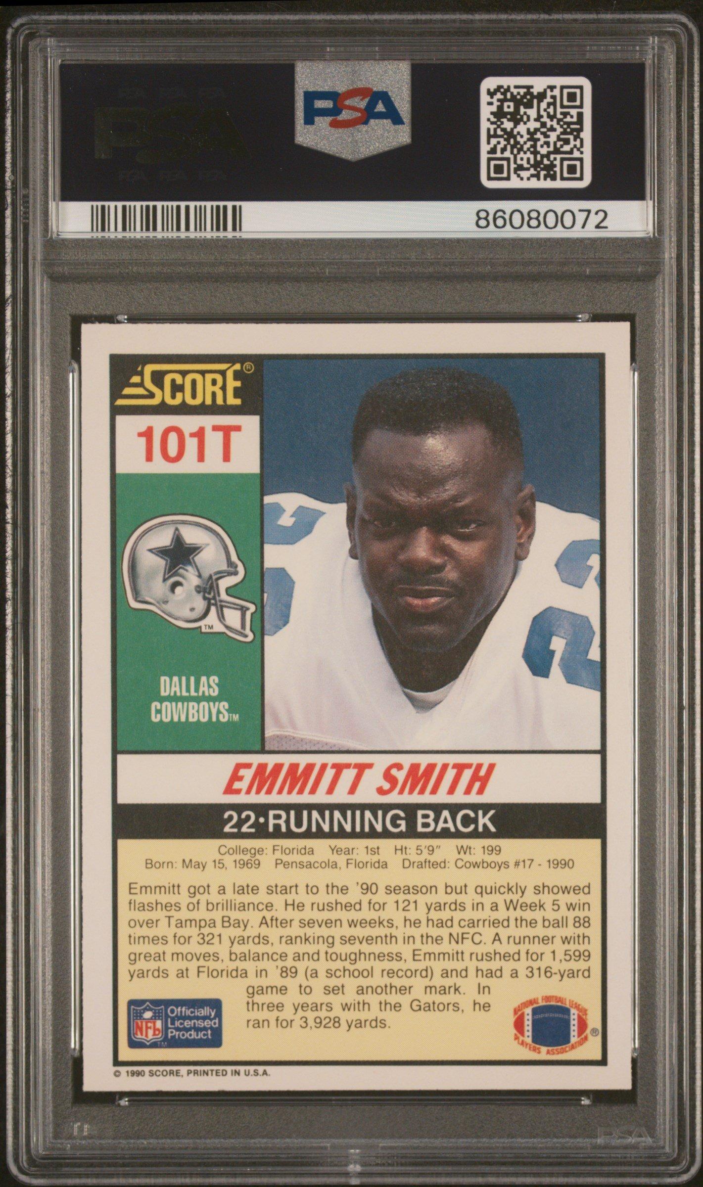 1990 Score Supplemental 101t Emmitt Smith PSA 9