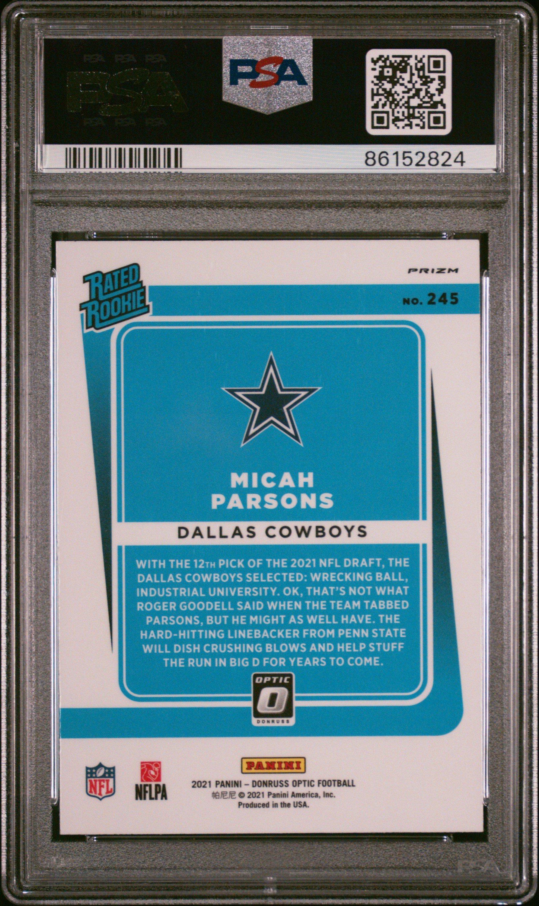 2021 Panini Donruss Optic 245 Micah Parsons Blue Scope PSA 10