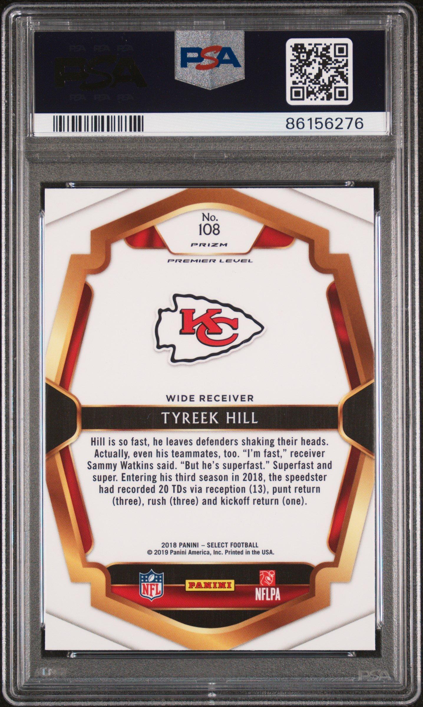 2018 Panini Select 108 Tyreek Hill Silver Prizm PSA 10