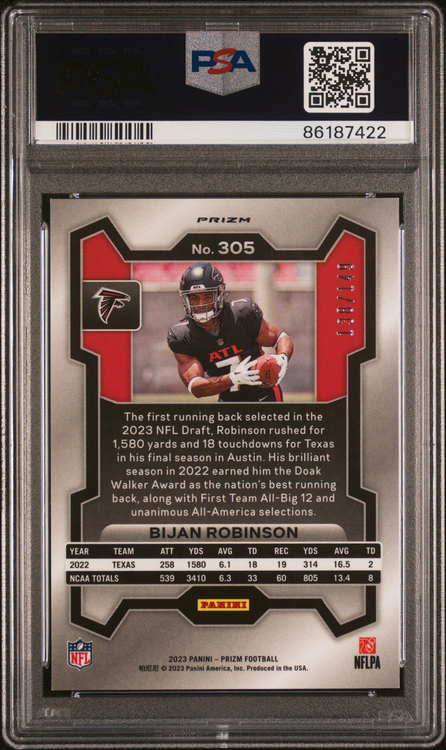 2023 Panini Prizm 305 Bijan Robinson Red Wave PSA 9