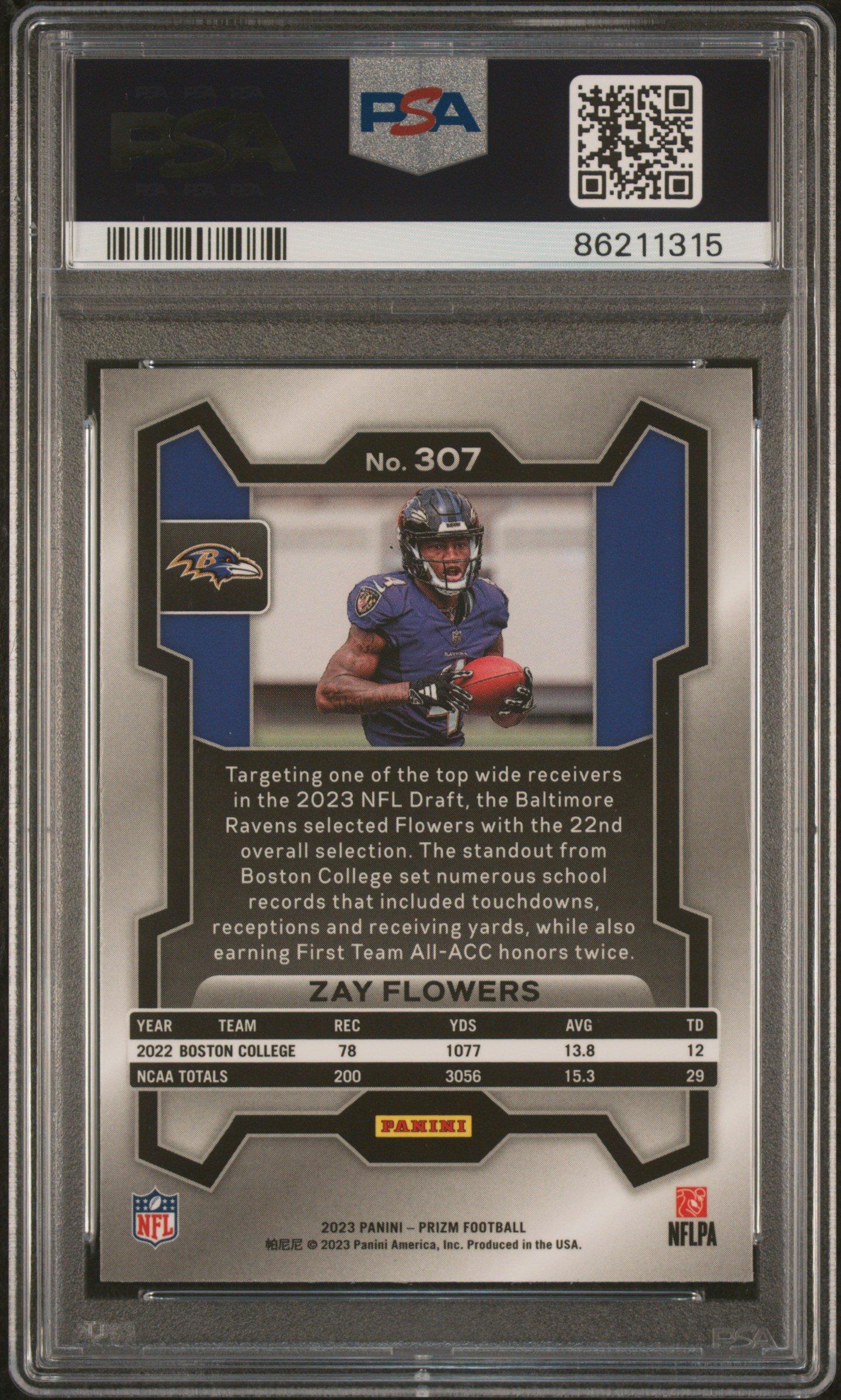 2023 Panini Prizm 307 Zay Flowers PSA 10