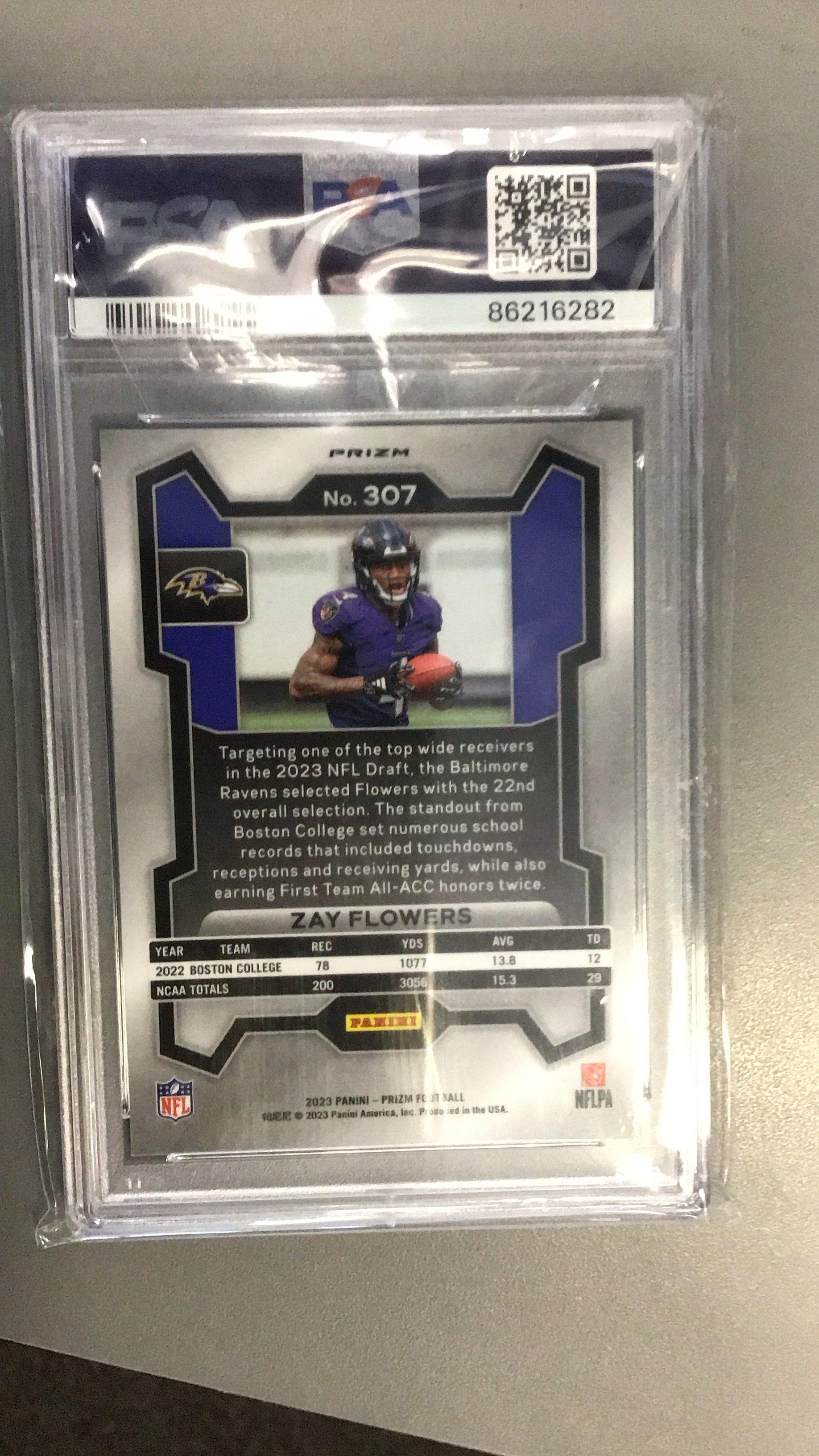 2023 Panini Prizm 307 Zay Flowers Silver Prizm PSA 10 Graded Card
