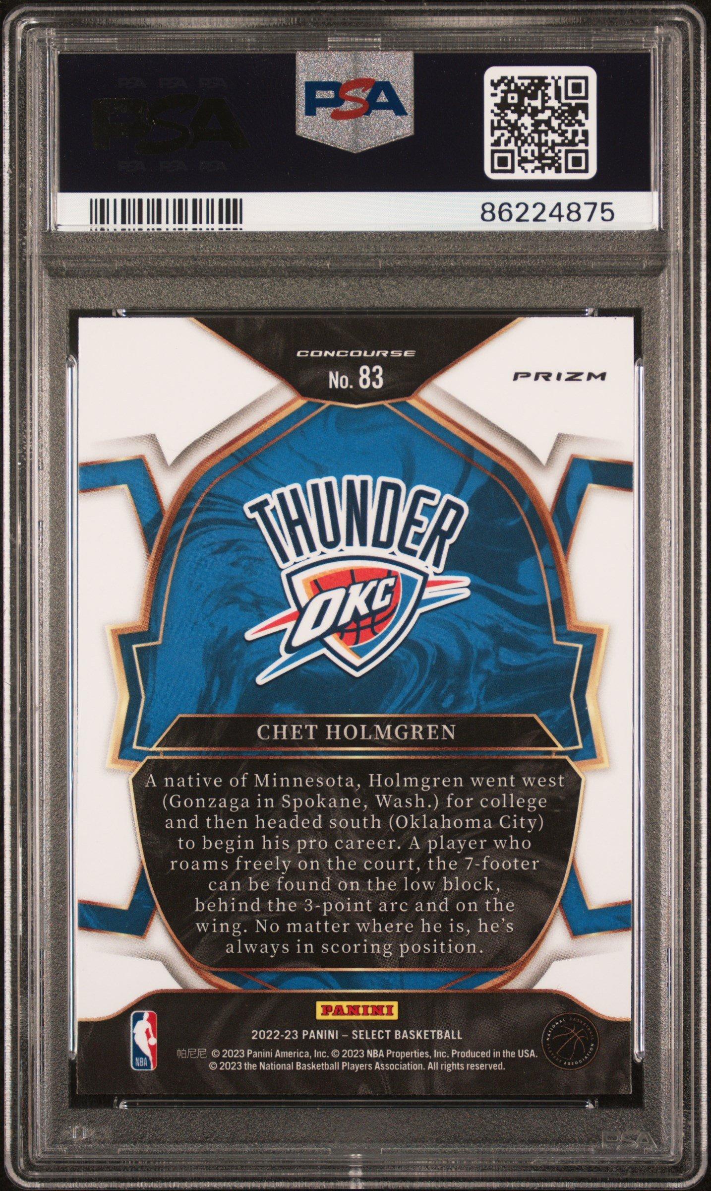 2022 Panini Select 83 Chet Holmgren Red Cracked Ice PSA 10 Graded