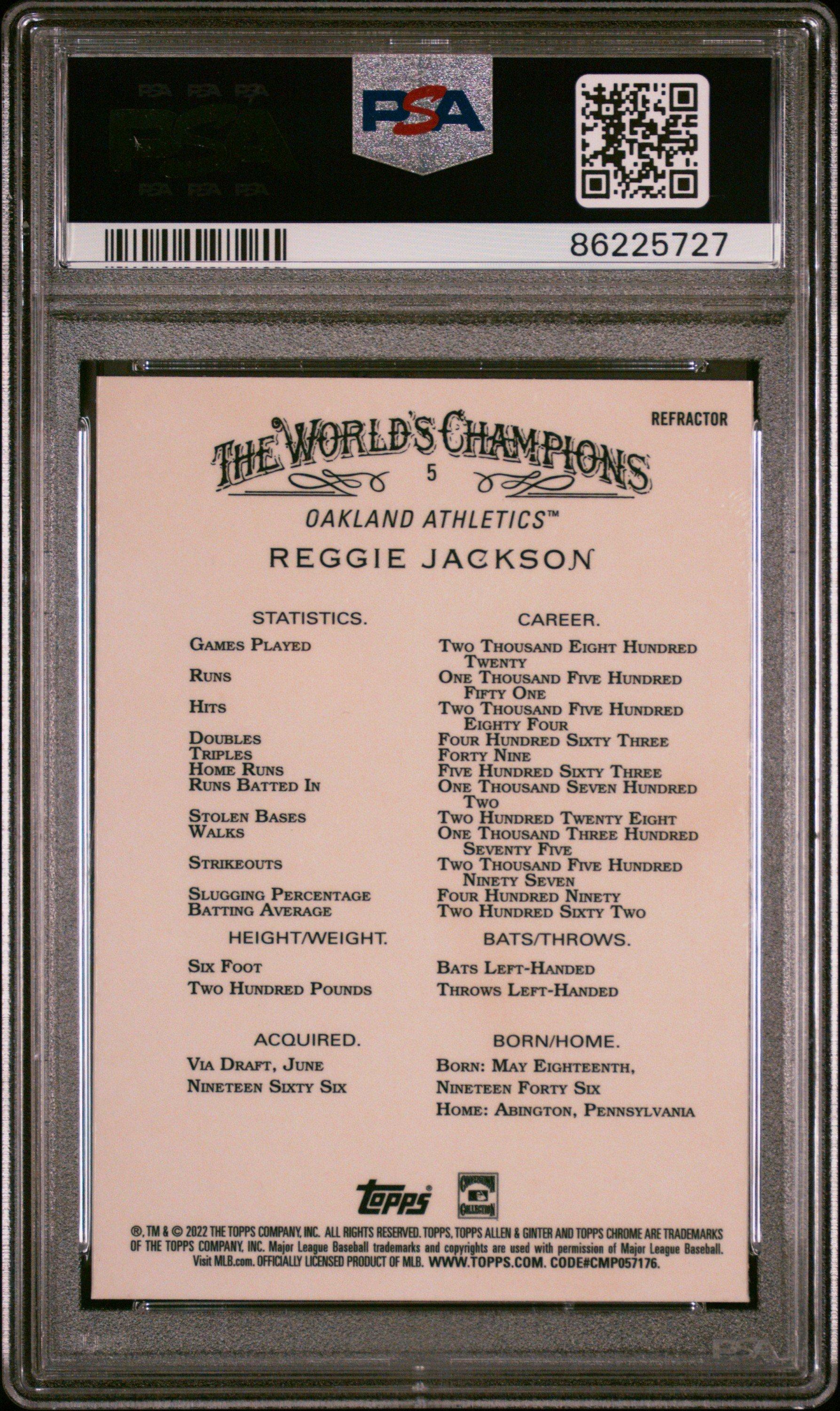 2022 Topps Allen & Ginter Chrome 5 Reggie Jackson PSA 10