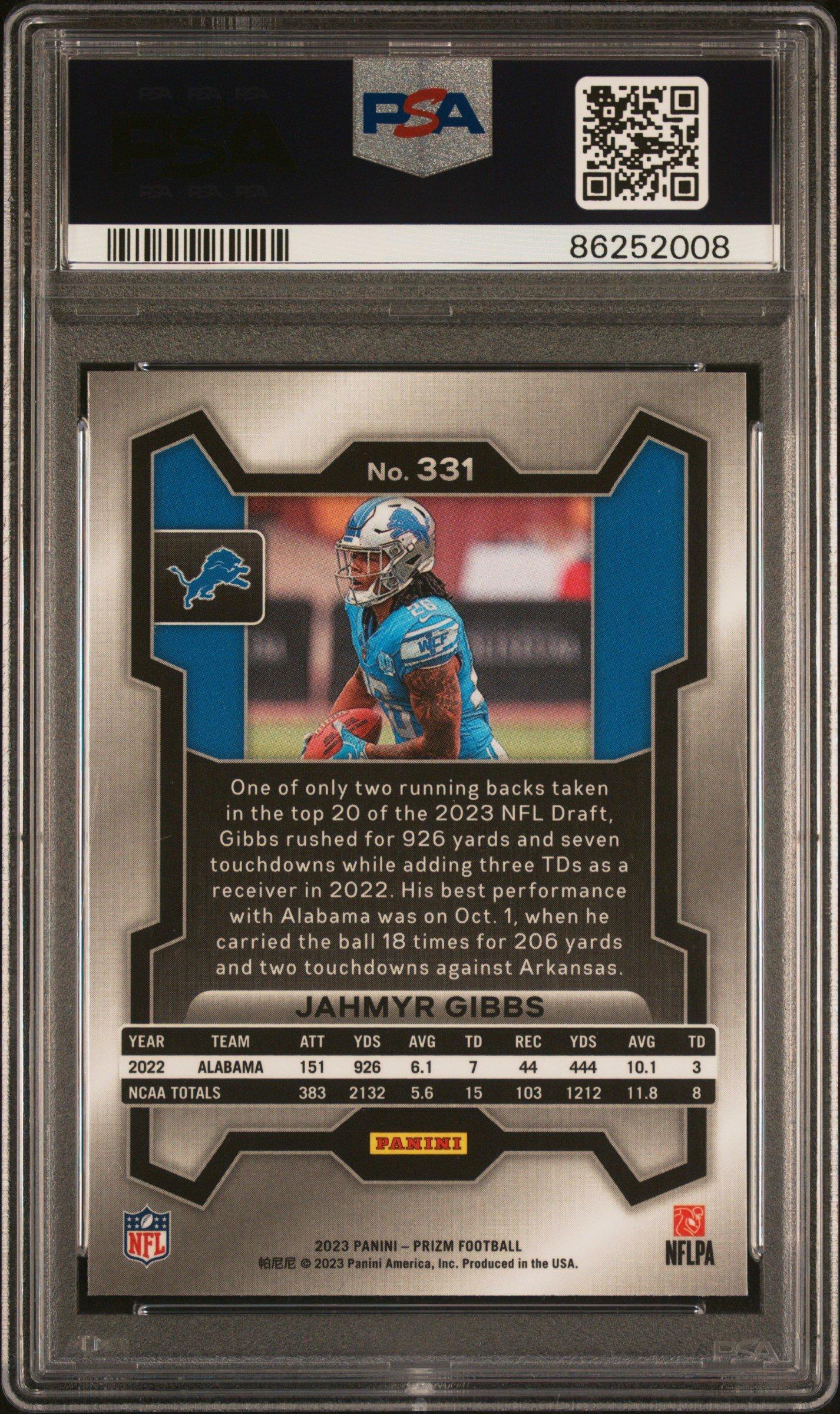 2023 Panini Prizm 331 Jahmyr Gibbs PSA 10 Graded Card | GameStop