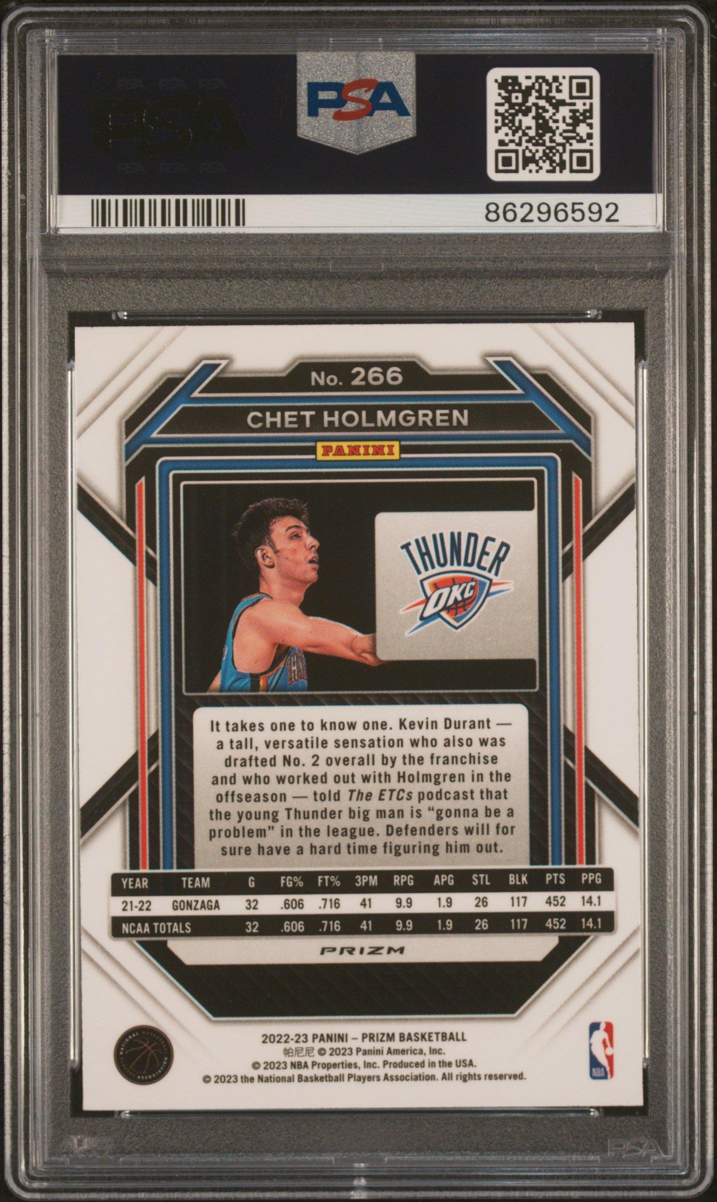 2022 Panini Prizm 266 Chet Holmgren Fast Break PSA 10