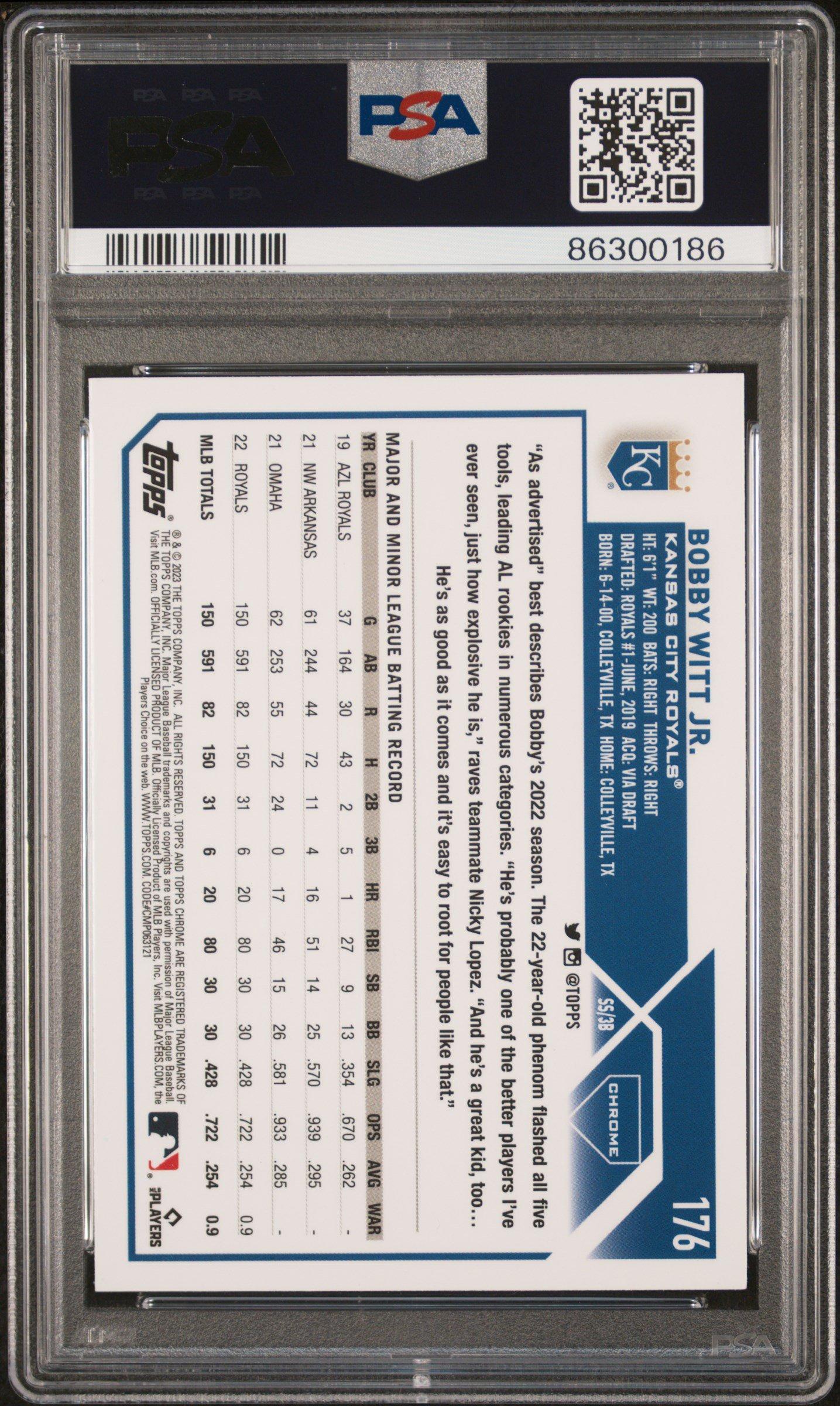 2023 Topps Chrome 176 Bobby Witt Jr. Sepia Refractor PSA 10