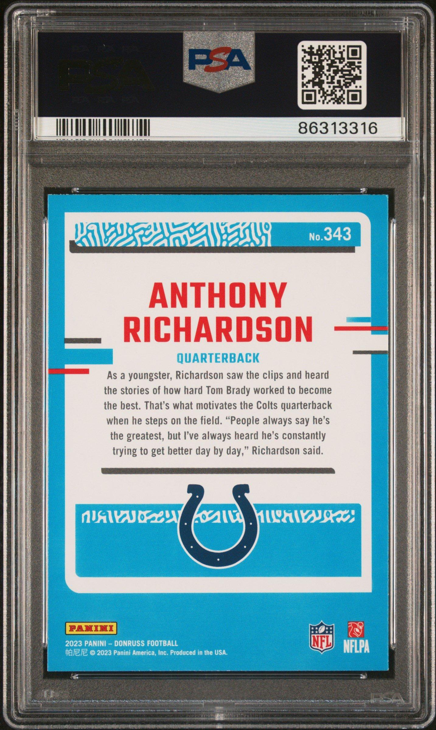 2023 Panini Donruss 343 Anthony Richardson PSA 10