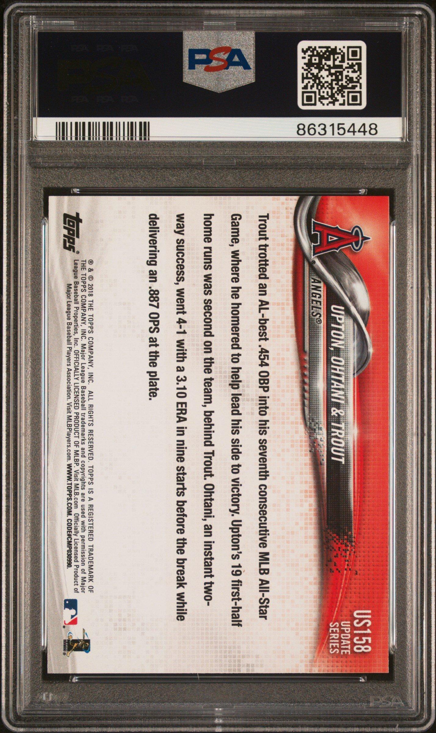 2018 Topps Update Us158 Justin Upton/mike Trout/shohei Ohtani PSA 9