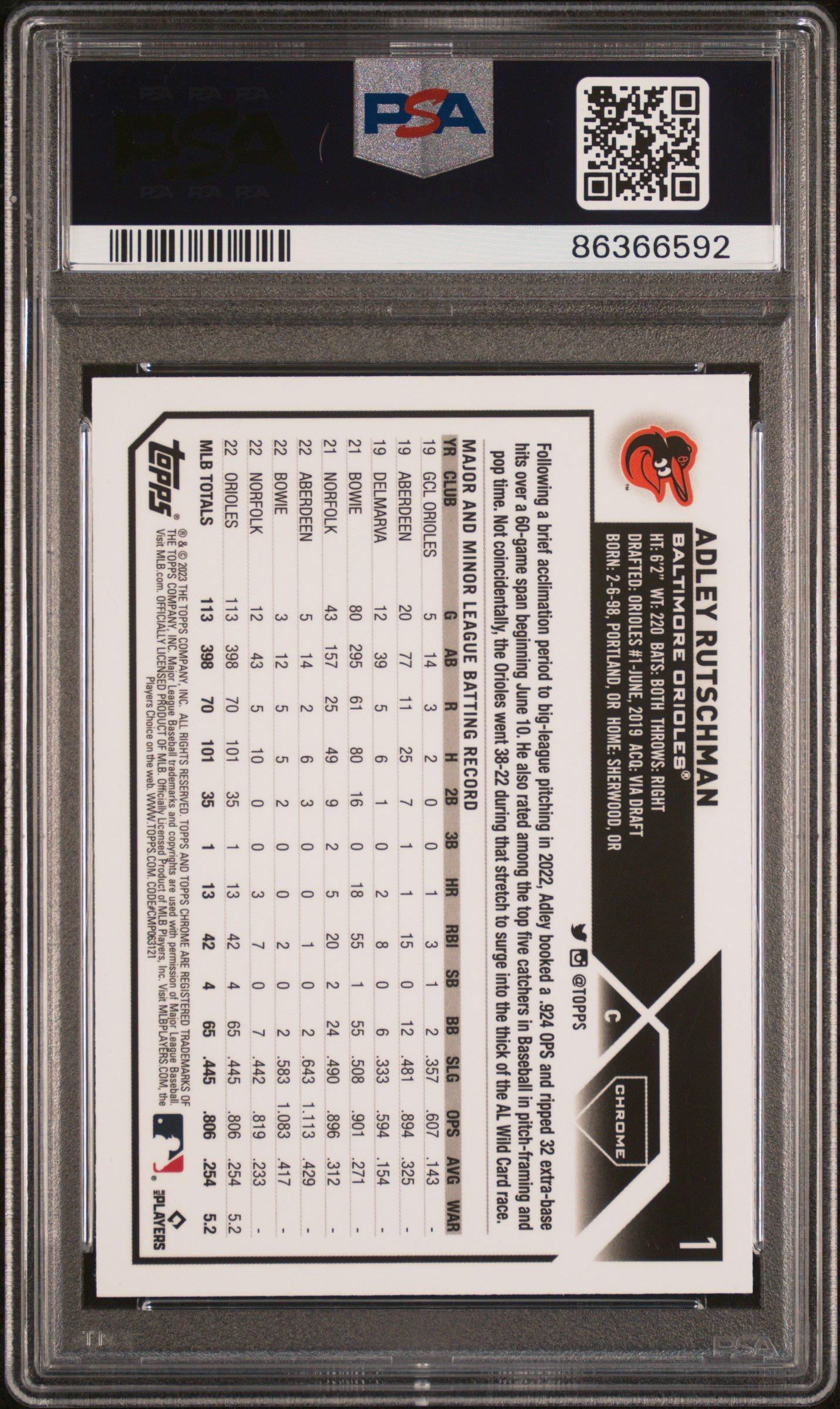 2023 Topps Chrome 1 Adley Rutschman Negative Refractor PSA 10