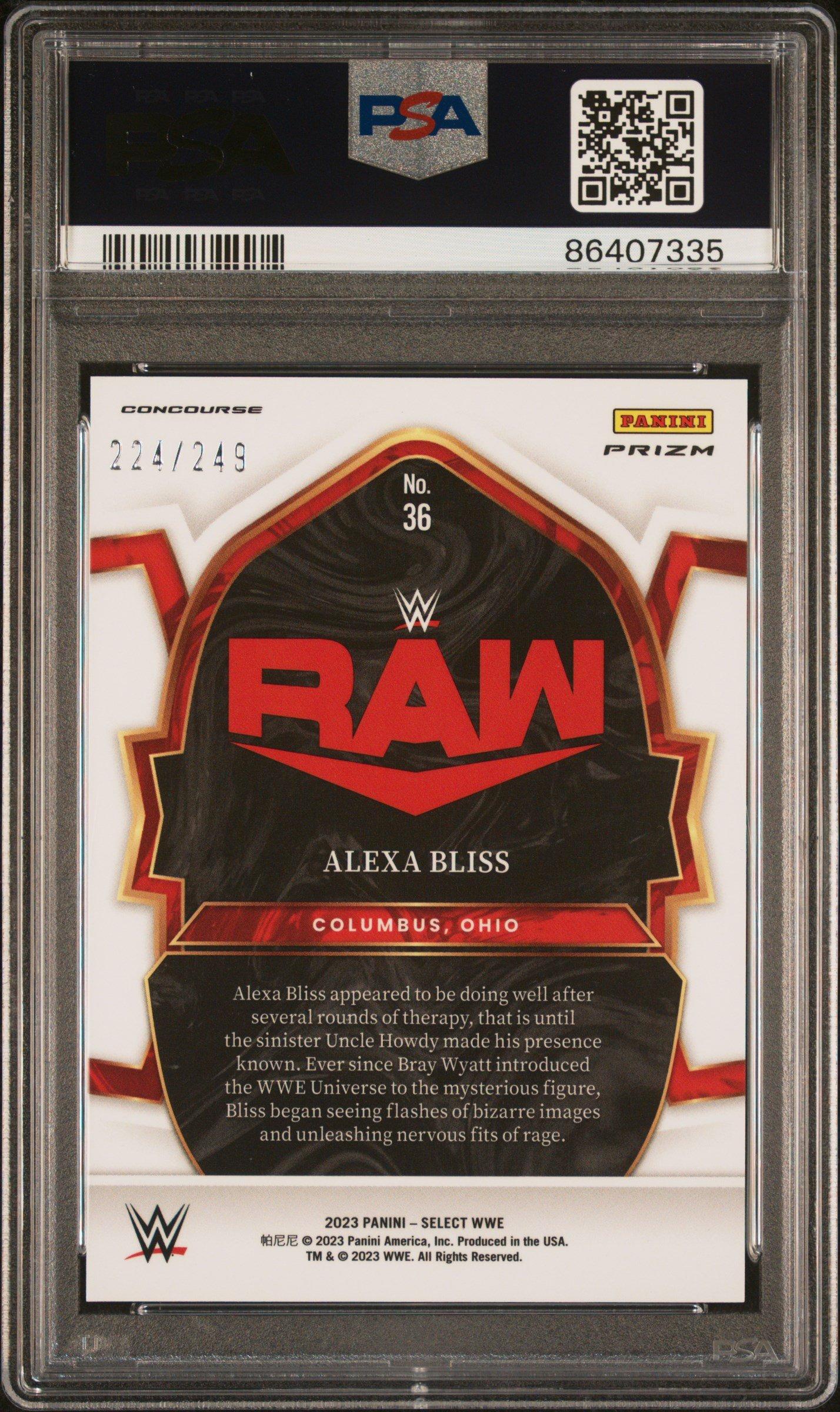 2023 Panini Select Wwe 36 Alexa Bliss Light Blue Prizm PSA 10