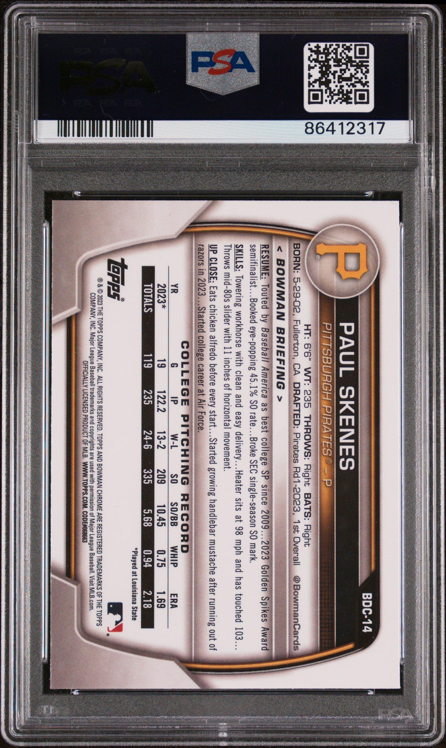 2023 Bowman Draft Bdc14 Paul Skenes PSA 9
