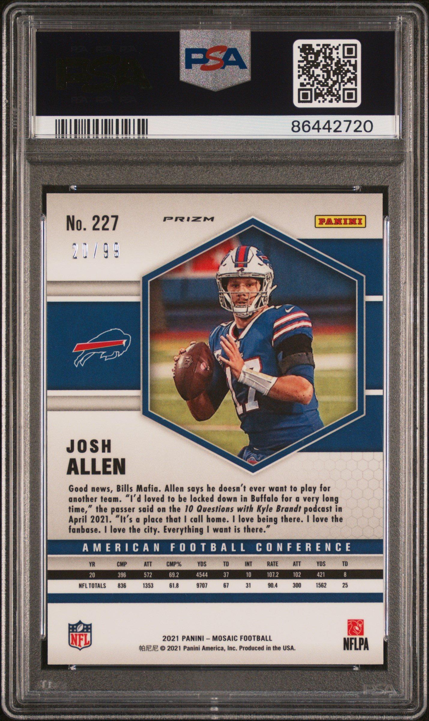 2021 Panini Mosaic 227 Josh Allen Blue Mosaic PSA 9