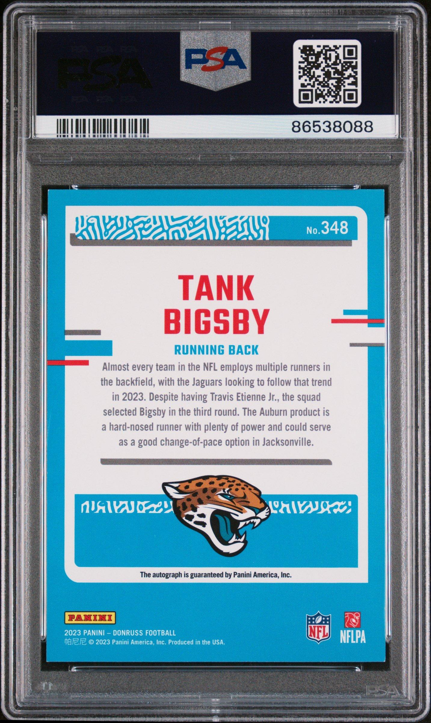 2023 Panini Donruss 348 Tank Bigsby Autograph-green PSA 8