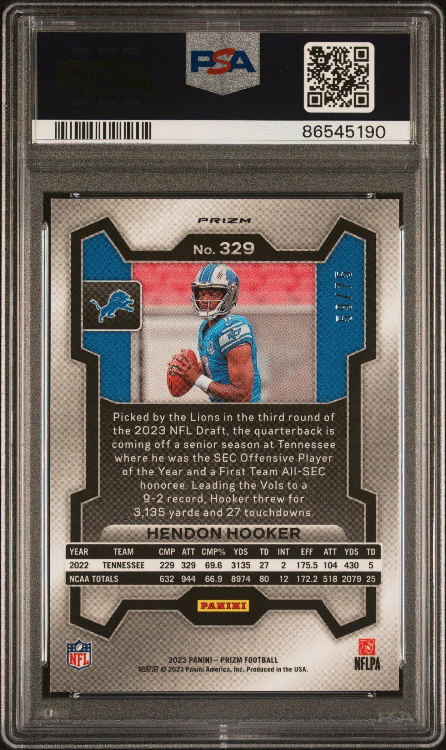 2023 Panini Prizm 329 Hendon Hooker Green Scope PSA 10
