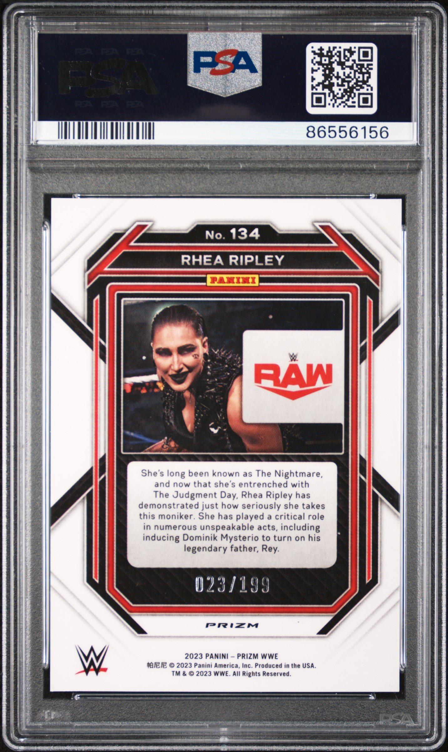 2023 Panini Prizm Wwe 134 Rhea Ripley Blue Prizm PSA 10