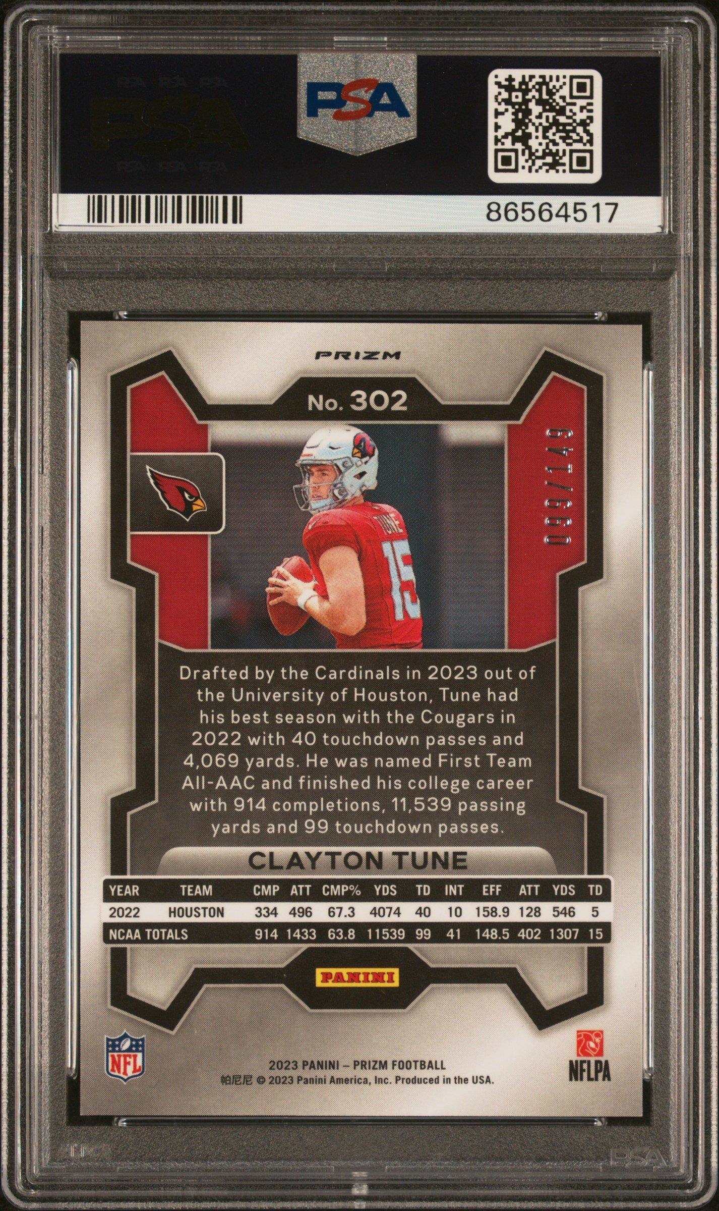 2023 Panini Prizm 302 Clayton Tune Red Wave PSA 10