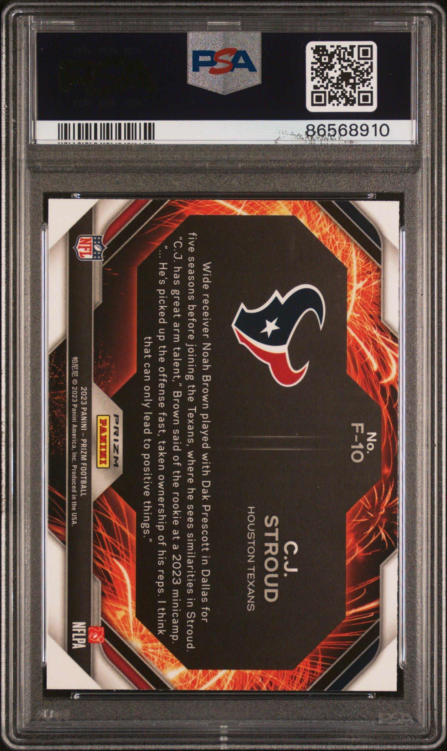 2023 Panini Prizm Fireworks F10 Cj Stroud Green Ice PSA 10