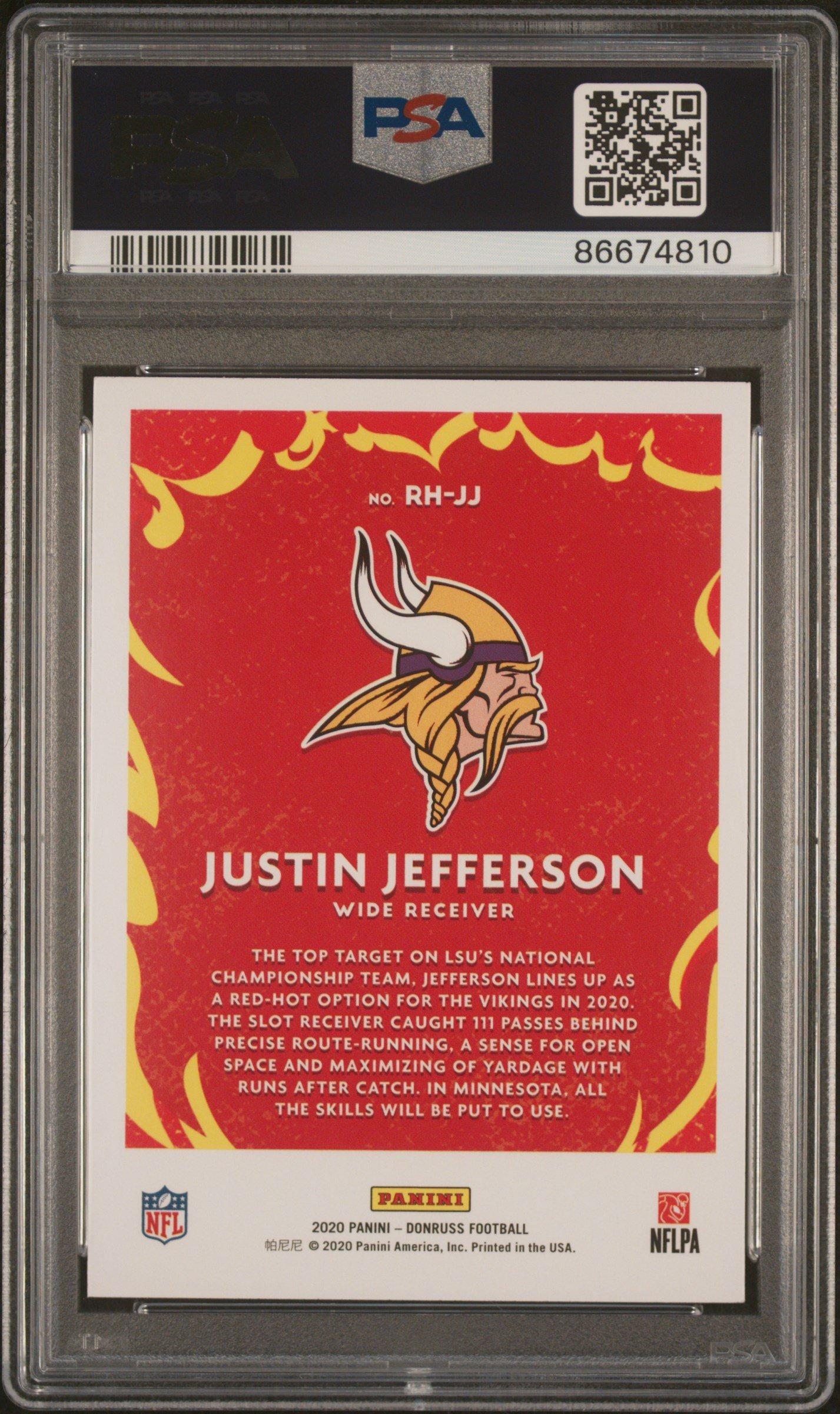 2020 Panini Donruss Red Hot Rookies Rh-jj Justin Jefferson PSA 9
