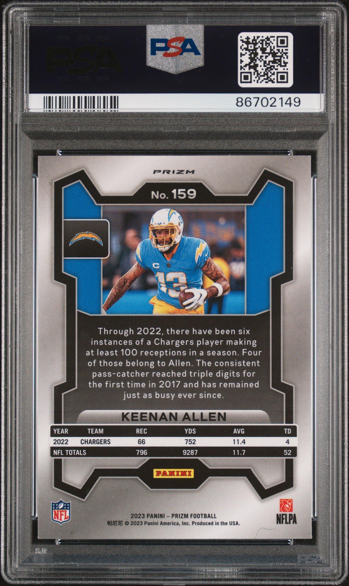 2023 Panini Prizm 159 Keenan Allen Silver Prizm PSA 9