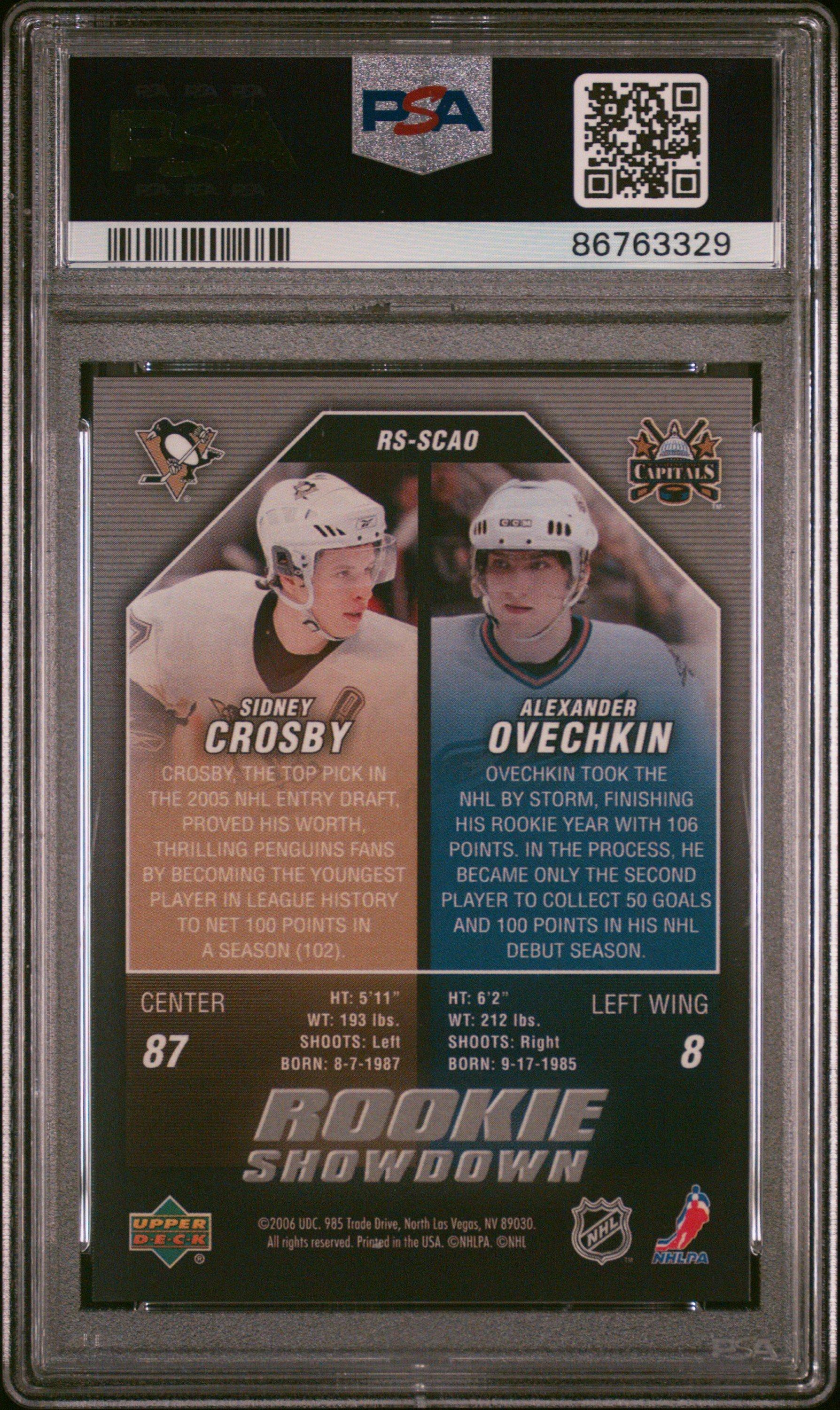 2005 Upper Deck Rookie Showdown Scao Alexander Ovechkin/sidney Crosby PSA 9