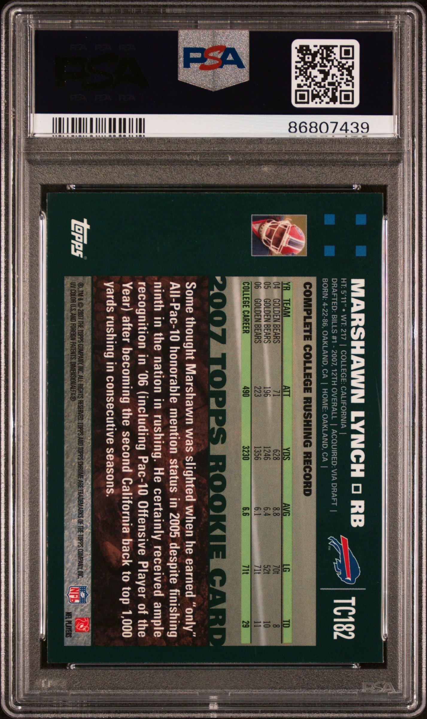 2007 Topps Chrome Tc182 Marshawn Lynch PSA 9
