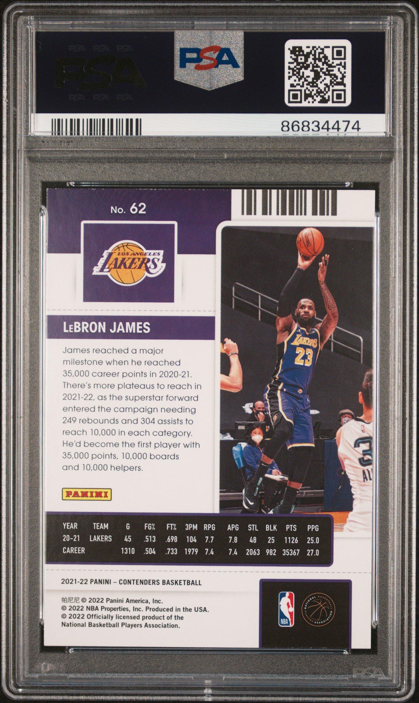 2021 Panini Contenders 62 Lebron James PSA 8