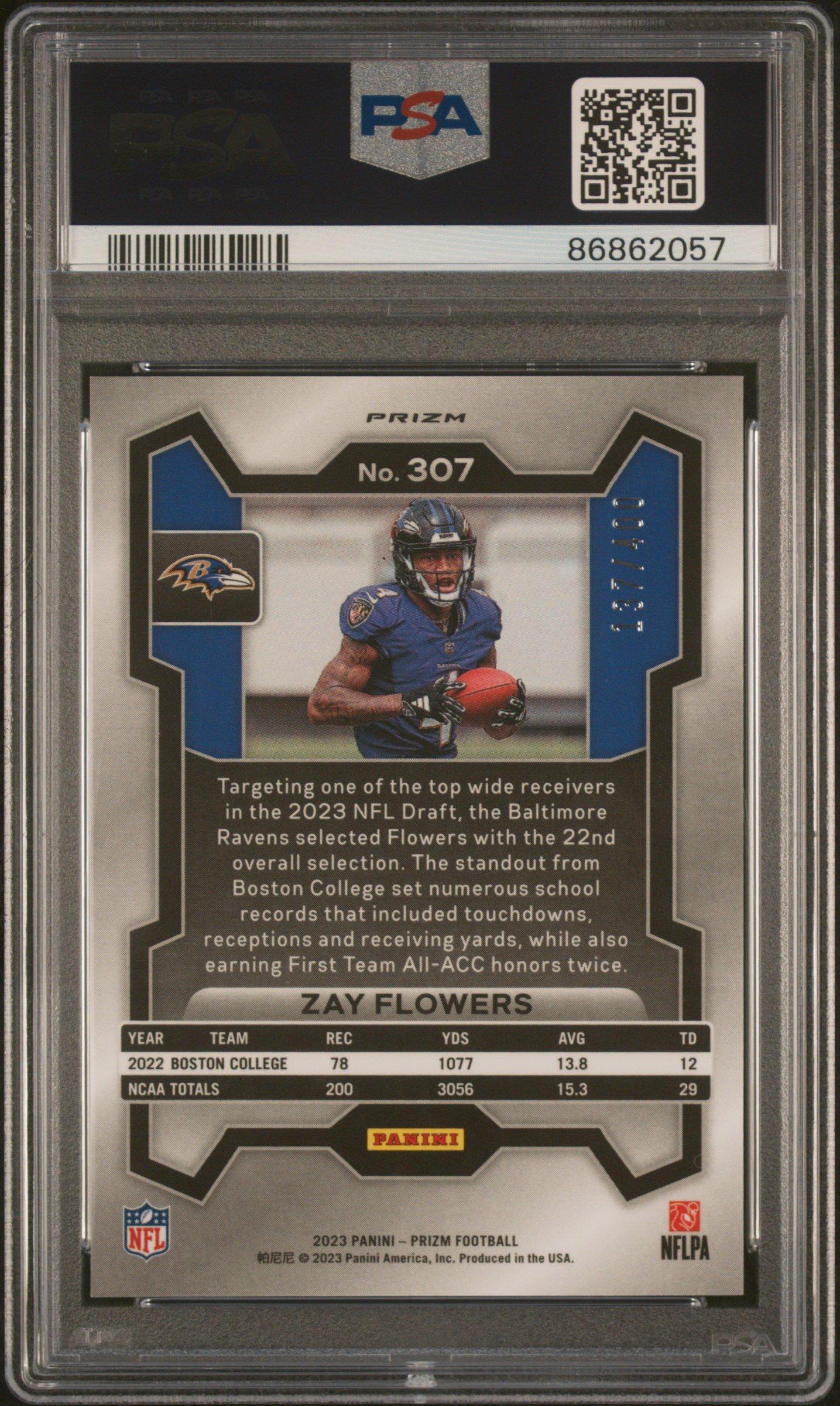2023 Panini Prizm 307 Zay Flowers Pandora PSA 9