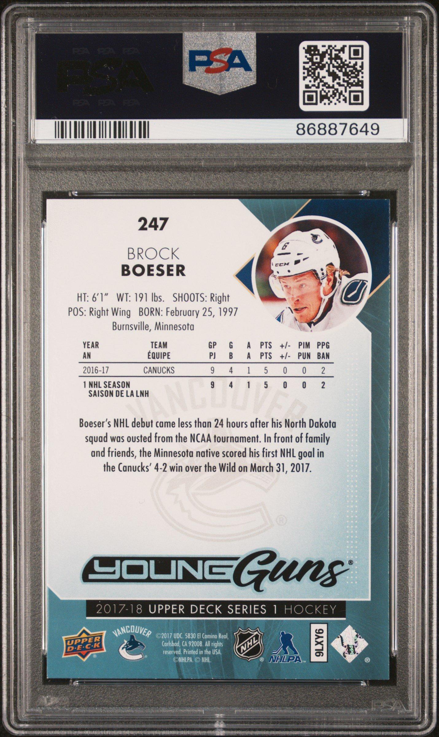 2017 Upper Deck 247 Brock Boeser PSA 9