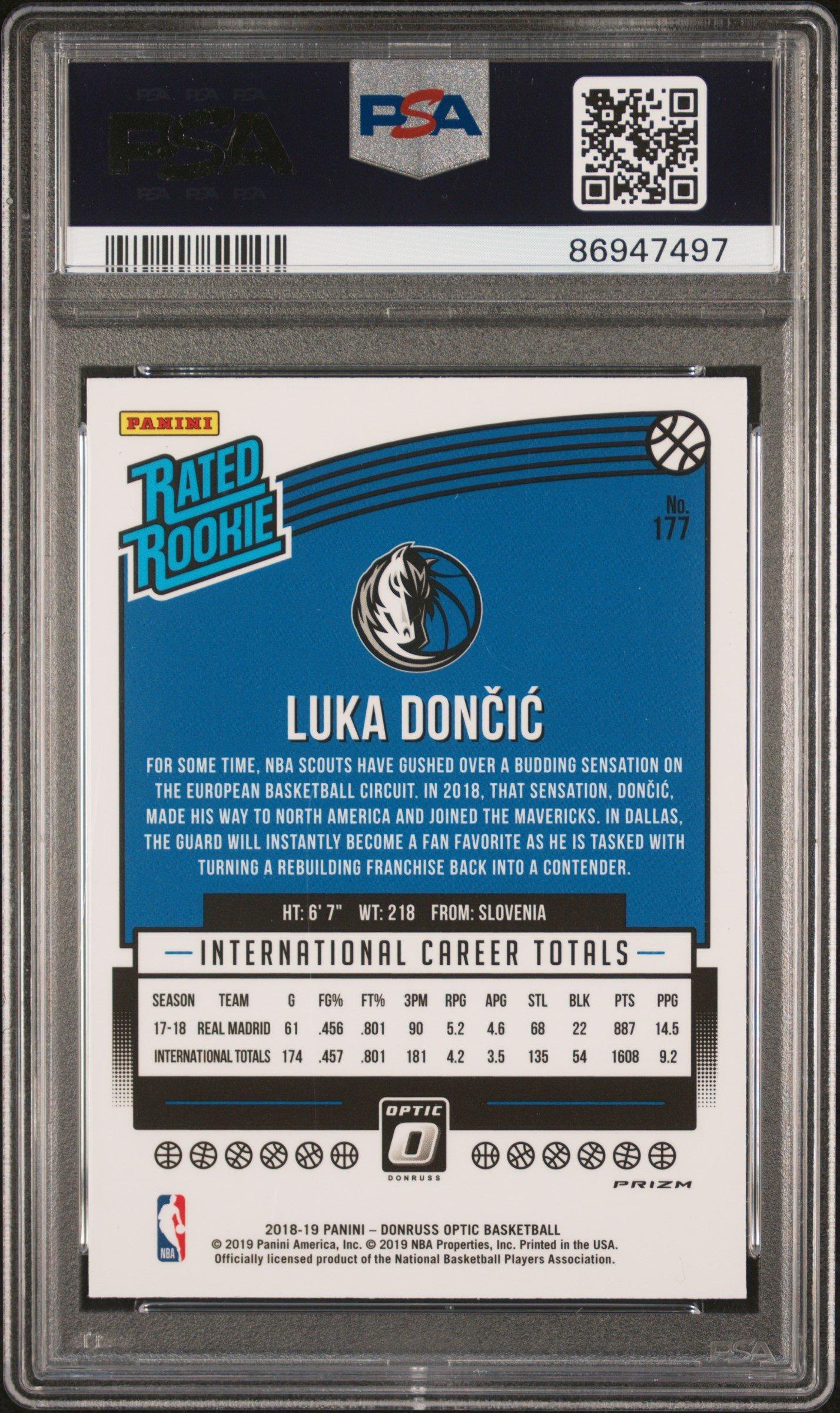 2018 Panini Donruss Optic 177 Luka Doncic Hyper Pink PSA 9