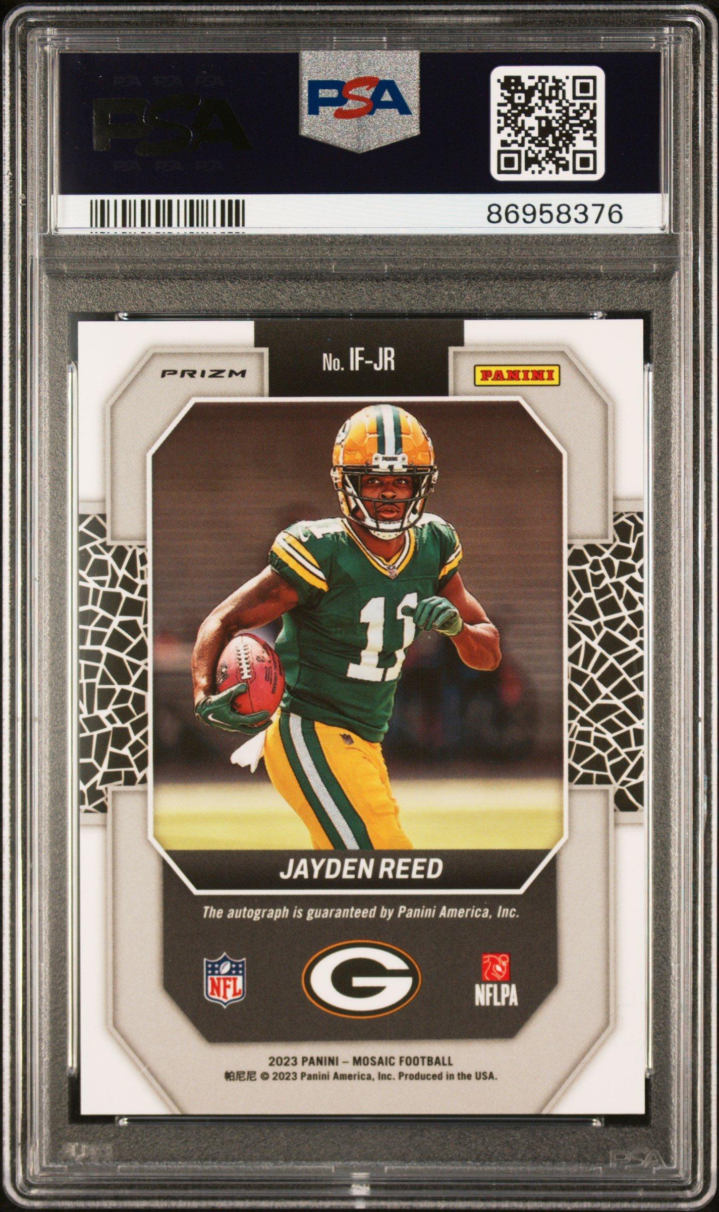 2023 Panini Mosaic In Focus Signature Ifjr Jayden Reed PSA 10