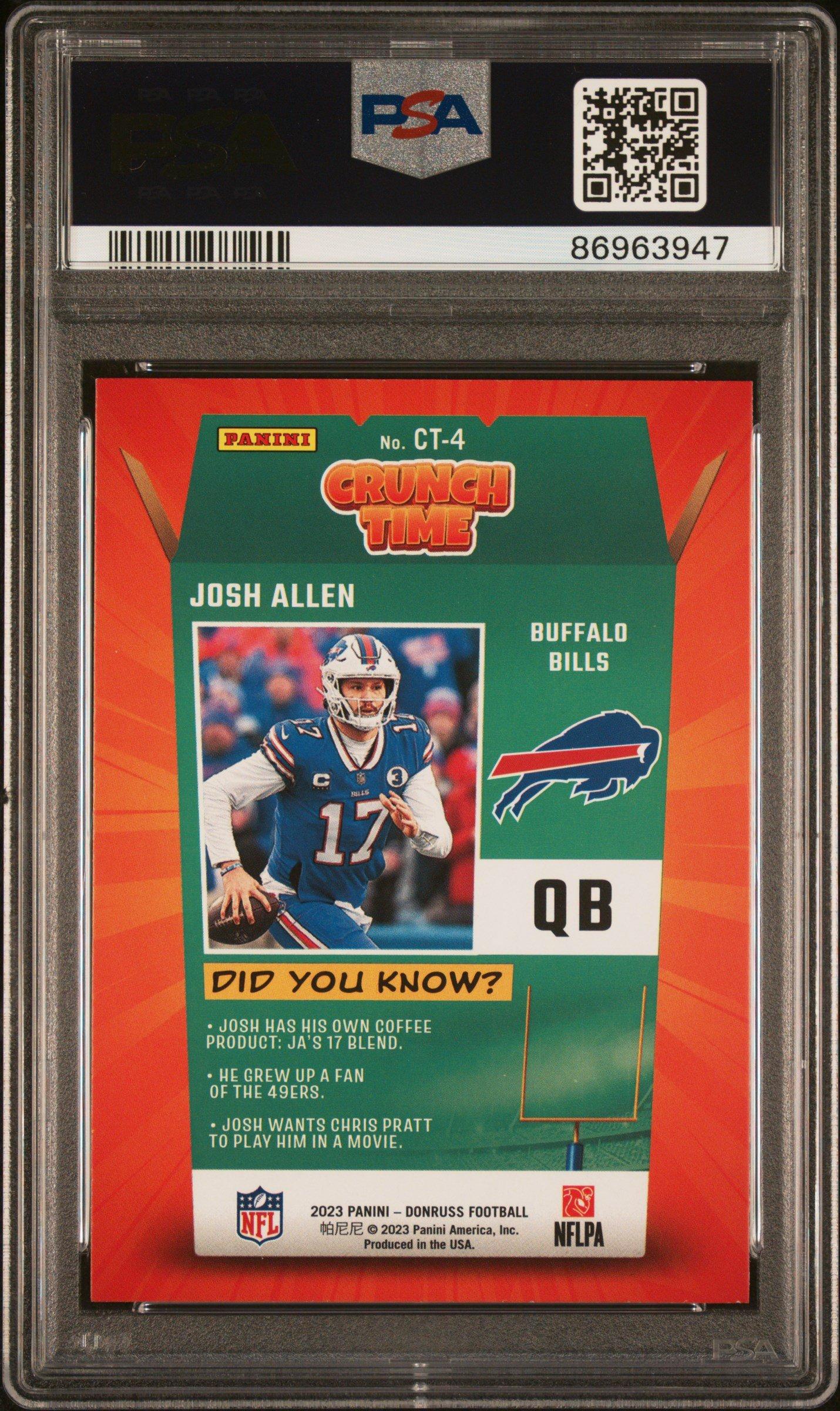 2023 Panini Donruss Crunch Time Ct4 Josh Allen PSA 9