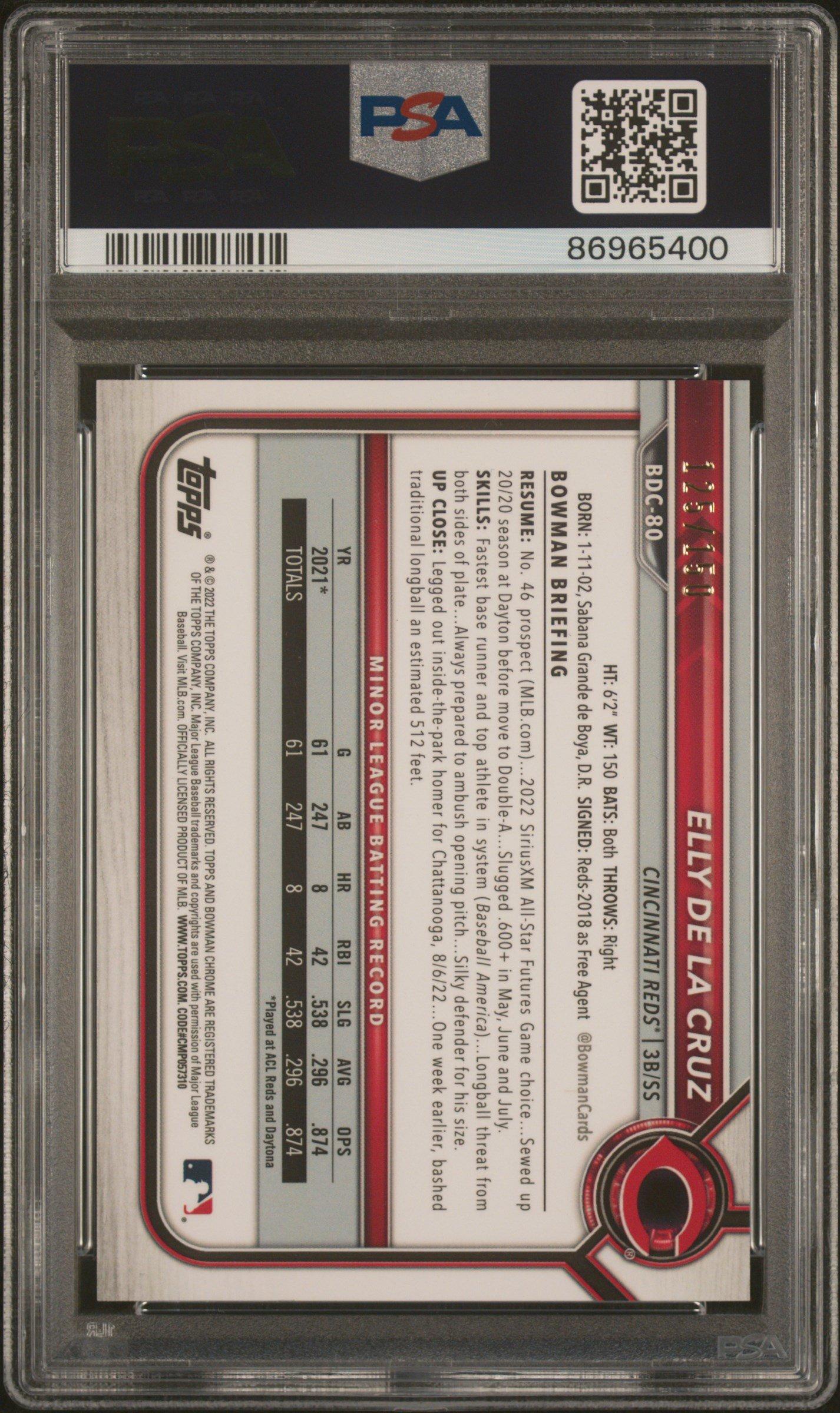 2022 Bowman Draft Bdc80 Elly De La Cruz PSA 8