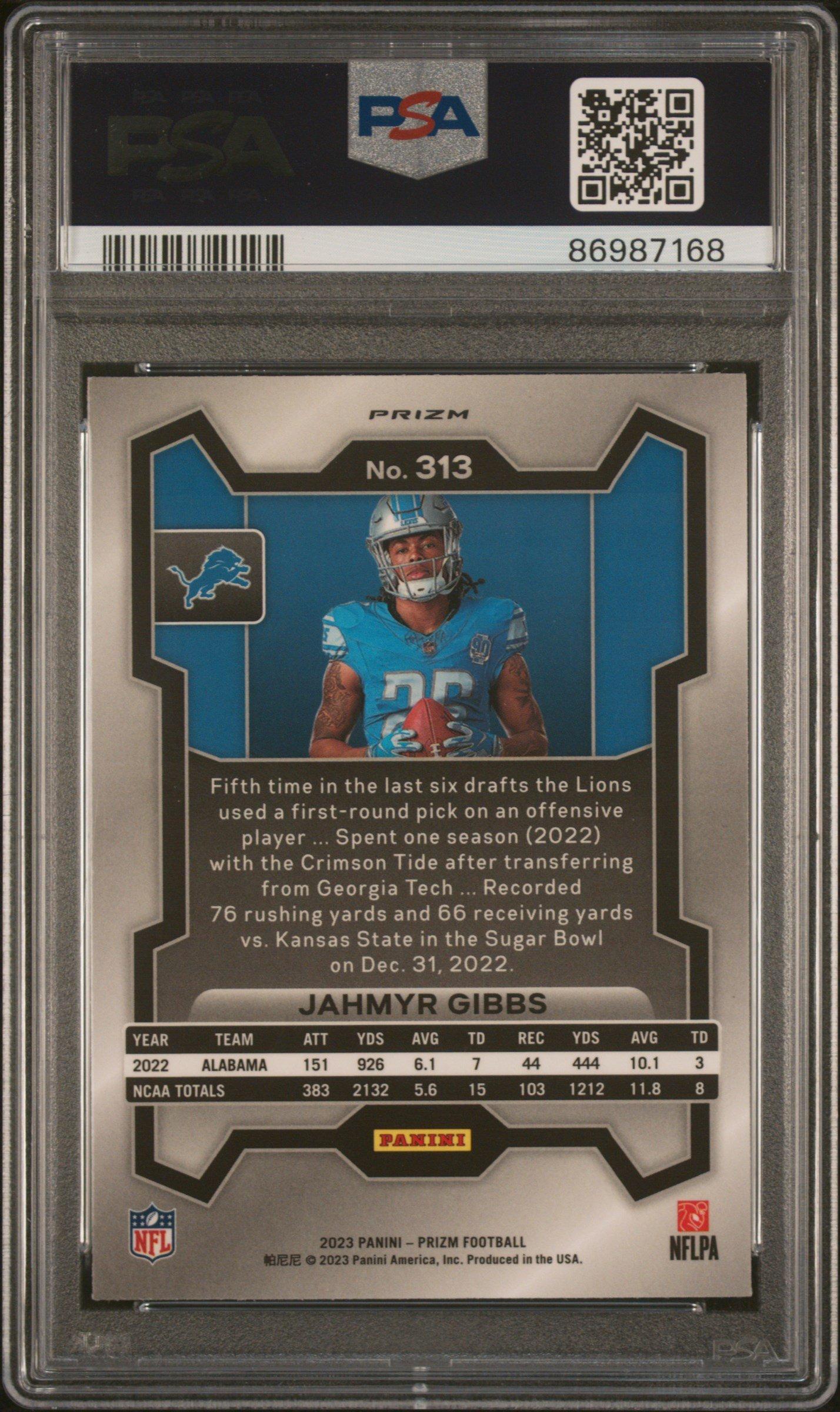 2023 Panini Prizm 313 Jahmyr Gibbs Variation PSA 10