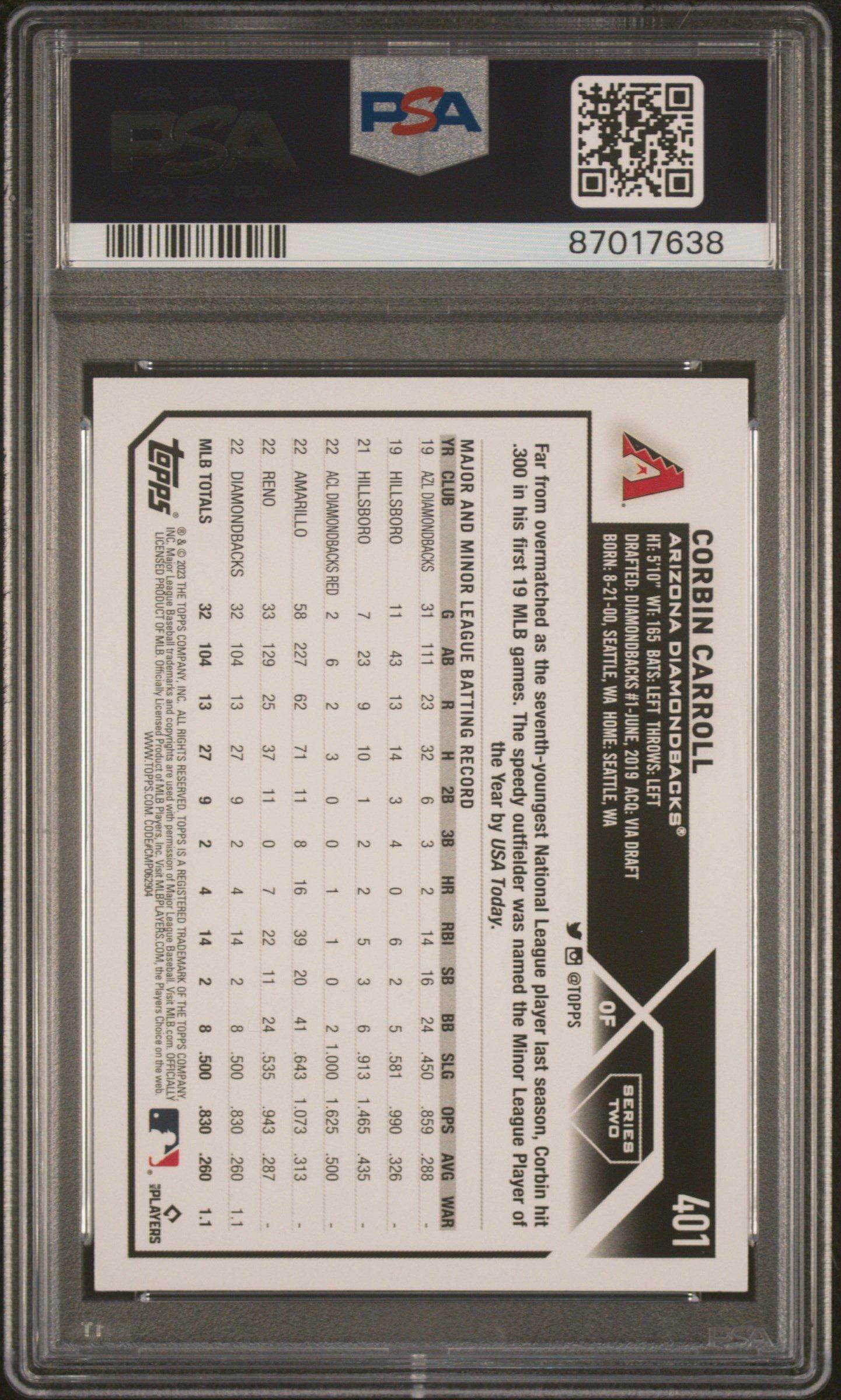 2023 Topps 401 Corbin Carroll PSA 10