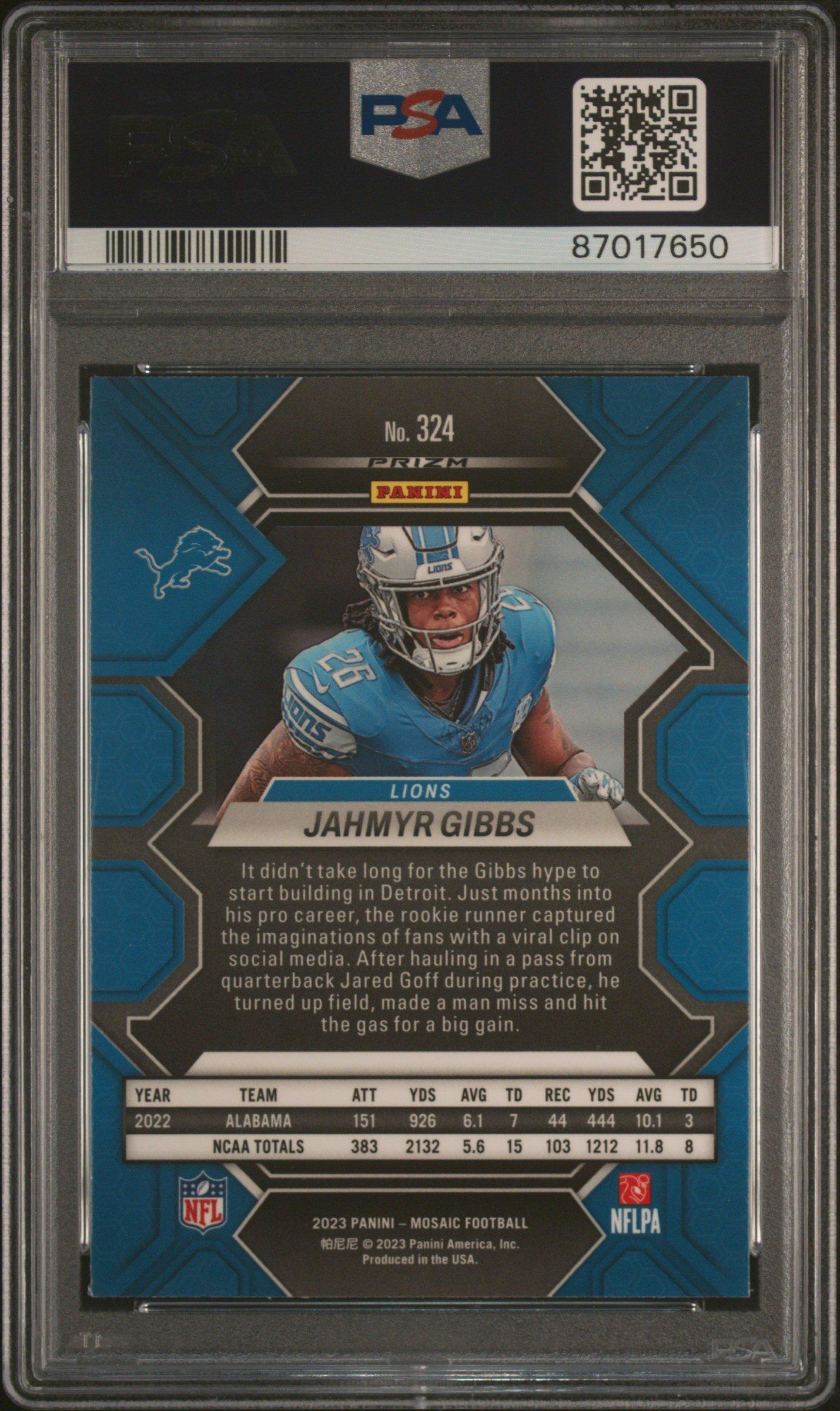 2023 Panini Mosaic 324 Jahmyr Gibbs Mosaic PSA