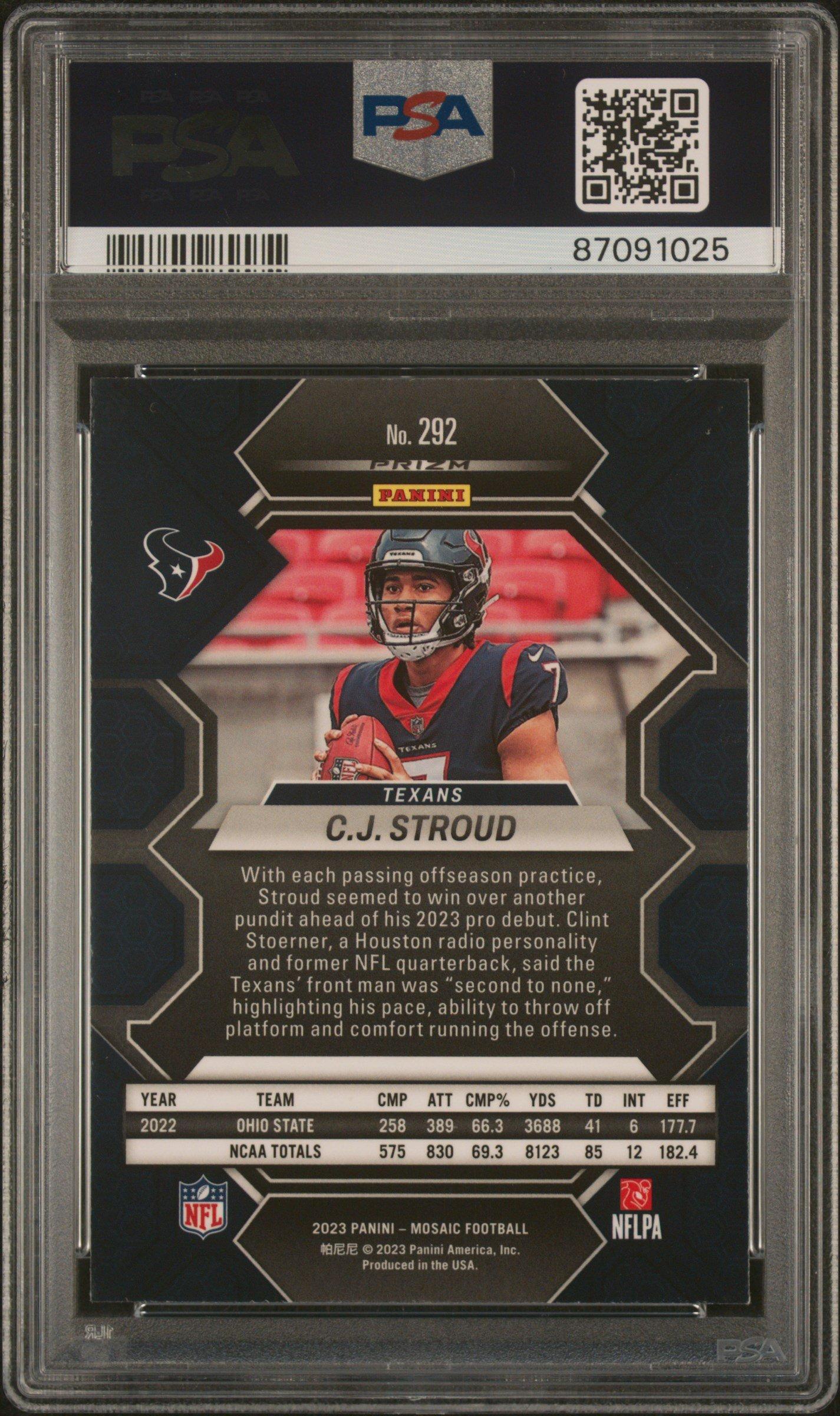 2023 Panini Mosaic 292 Cj Stroud Green PSA 10