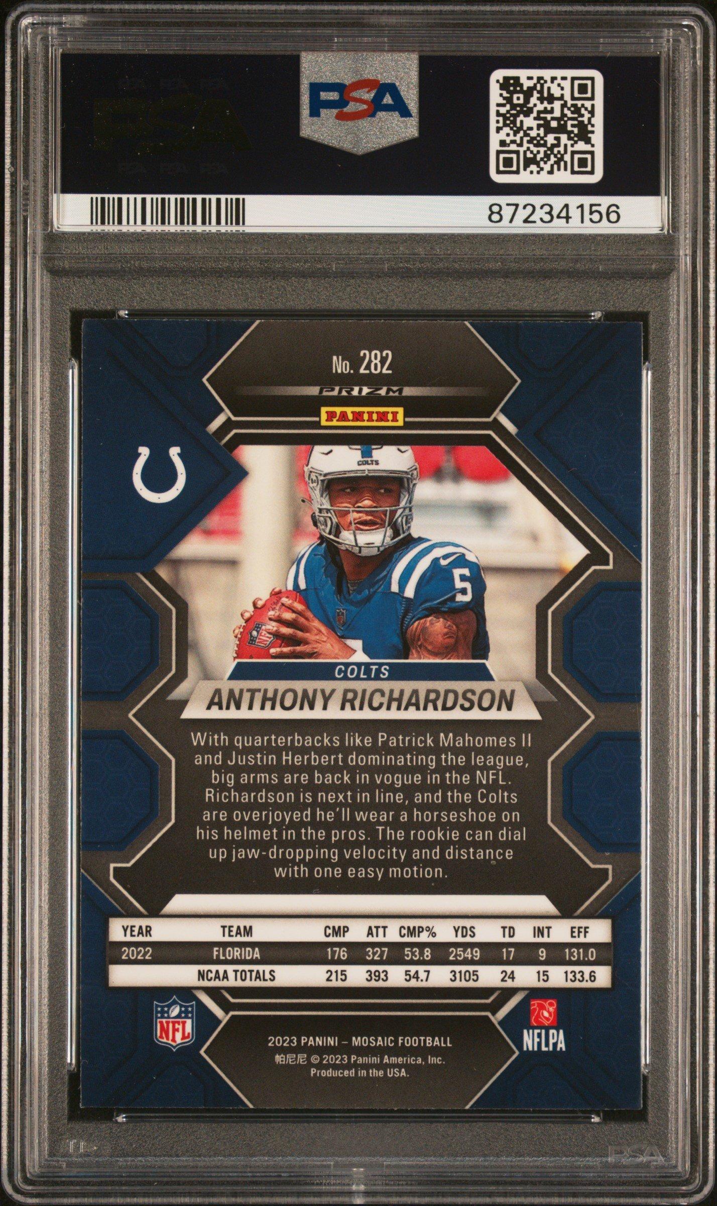 2023 Panini Mosaic 282 Anthony Richardson Green PSA