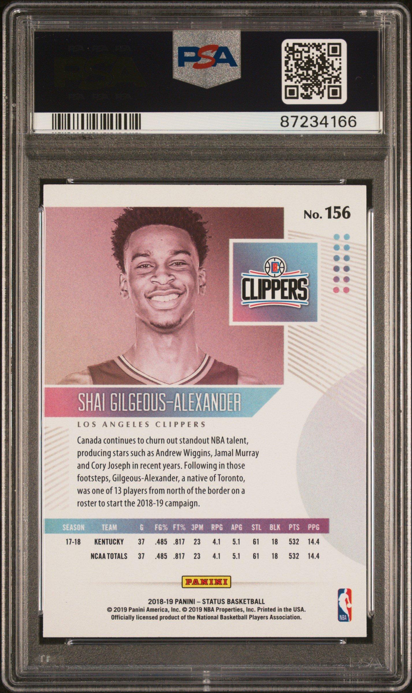 2018 Panini Status Shai Gilgeous-alexander PSA 10