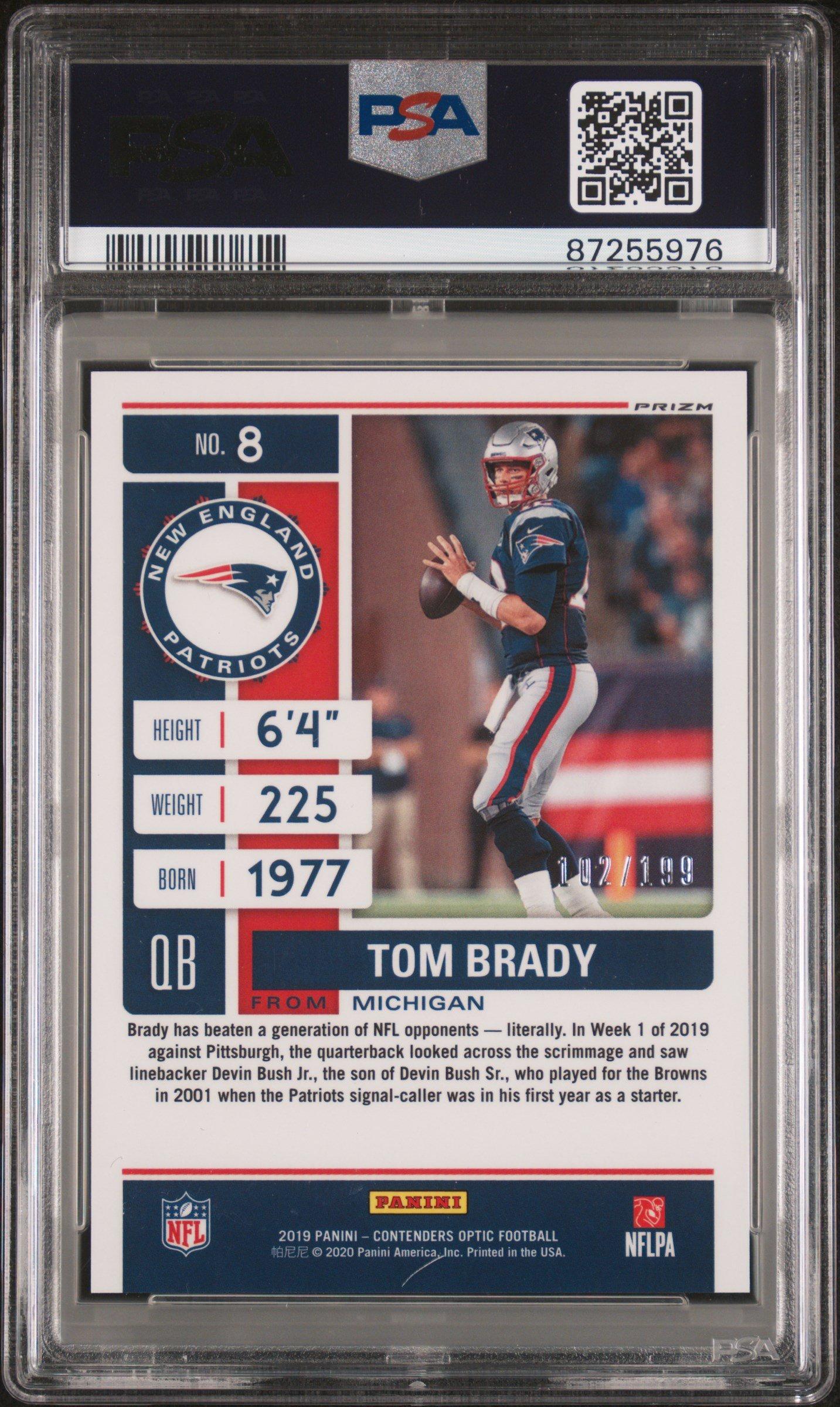 2019 Panini Contenders Optic 8 Tom Brady Red PSA 10