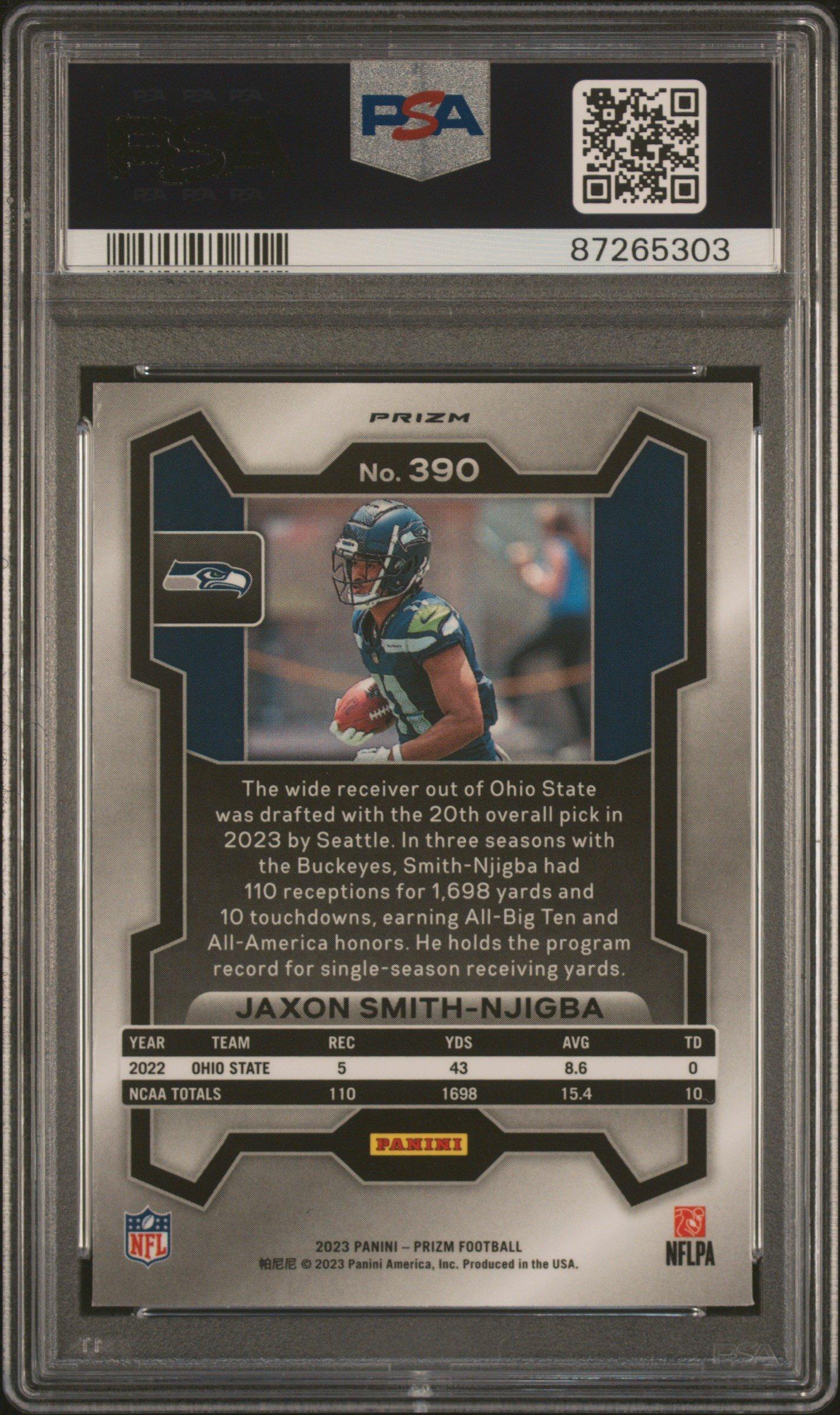 2023 Panini Prizm 390 Jaxon Smith-njigba Lazer Prizm PSA